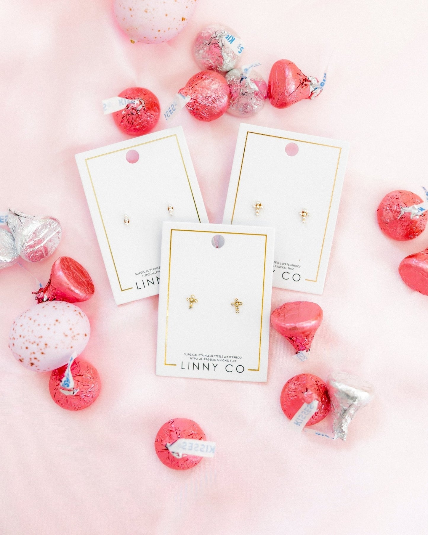 Screwback Stud Earrings - Clara Cross Pearl - Shop LINNY CO