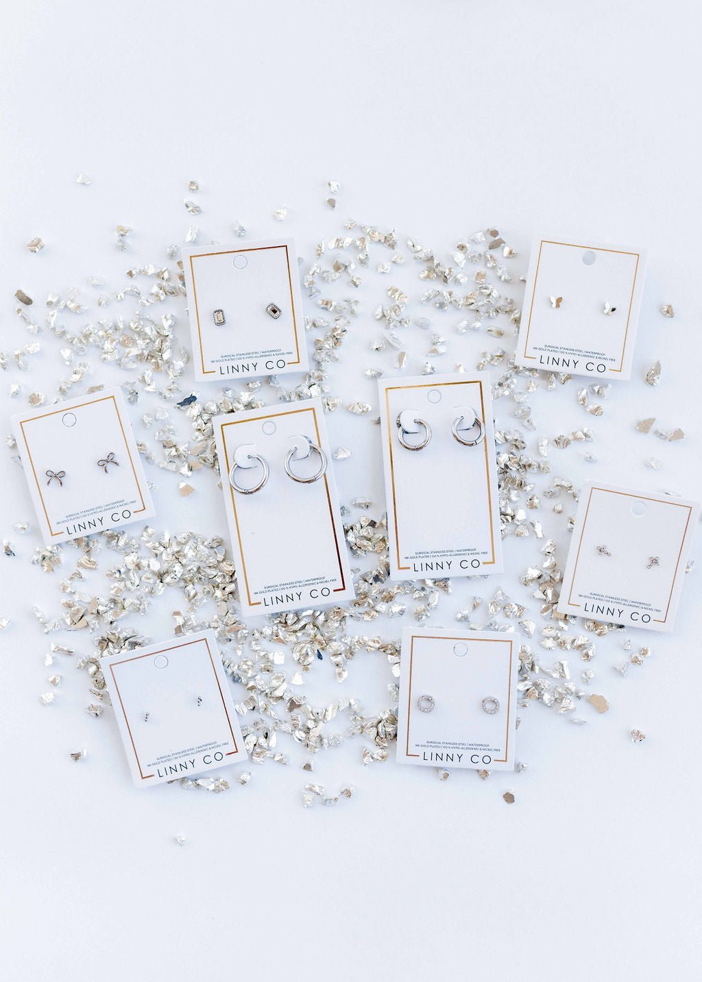 Screwback Stud Earrings - Clara Cross Silver Sparkle - Shop LINNY CO