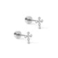 Screwback Stud Earrings - Clara Cross Silver Sparkle - Shop LINNY CO