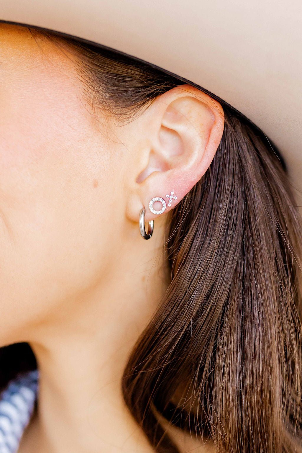 Screwback Stud Earrings - Clara Cross Silver Sparkle - Shop LINNY CO