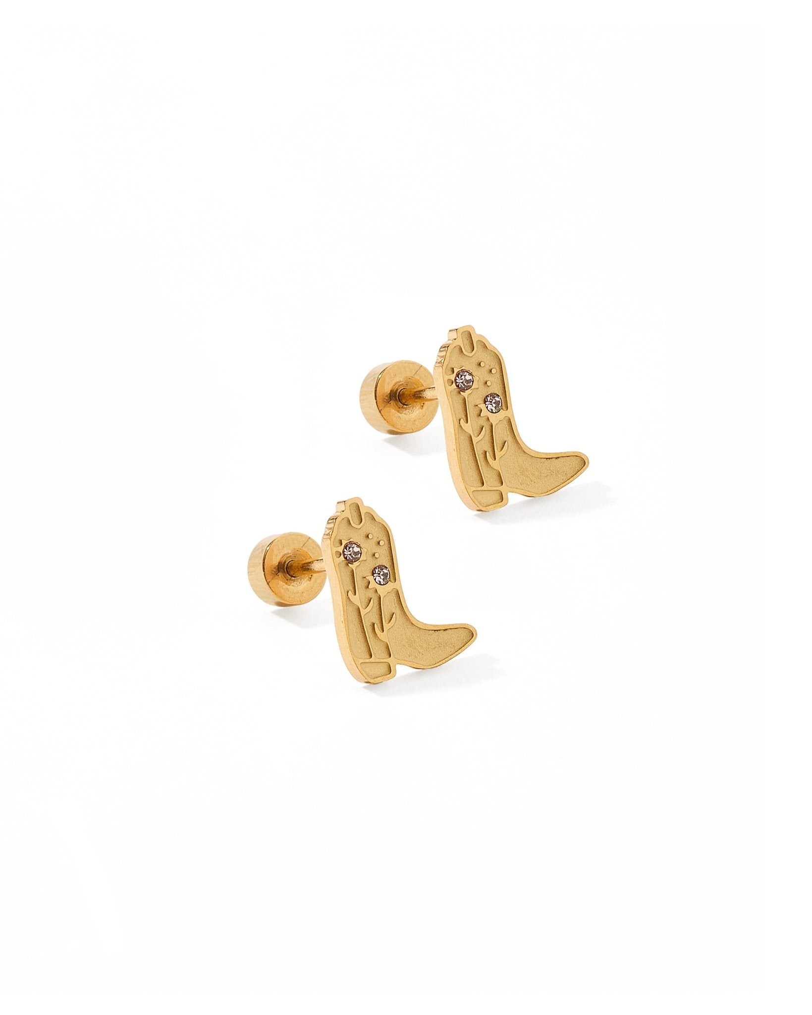 Screwback Stud Earrings - Daisy Cowgirl Boot - Shop LINNY CO
