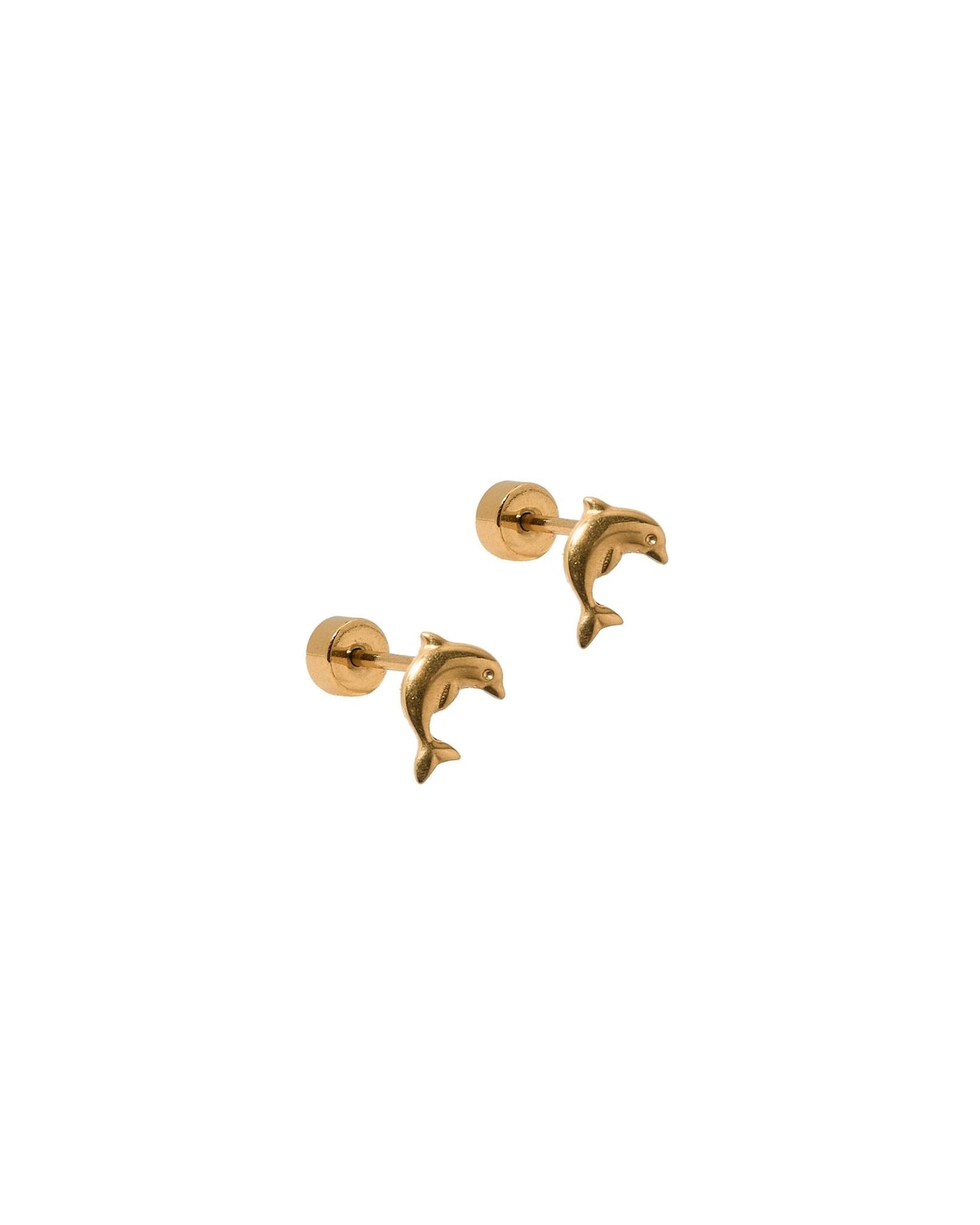 Screwback Stud Earrings - Dolphin Gold - Shop LINNY CO