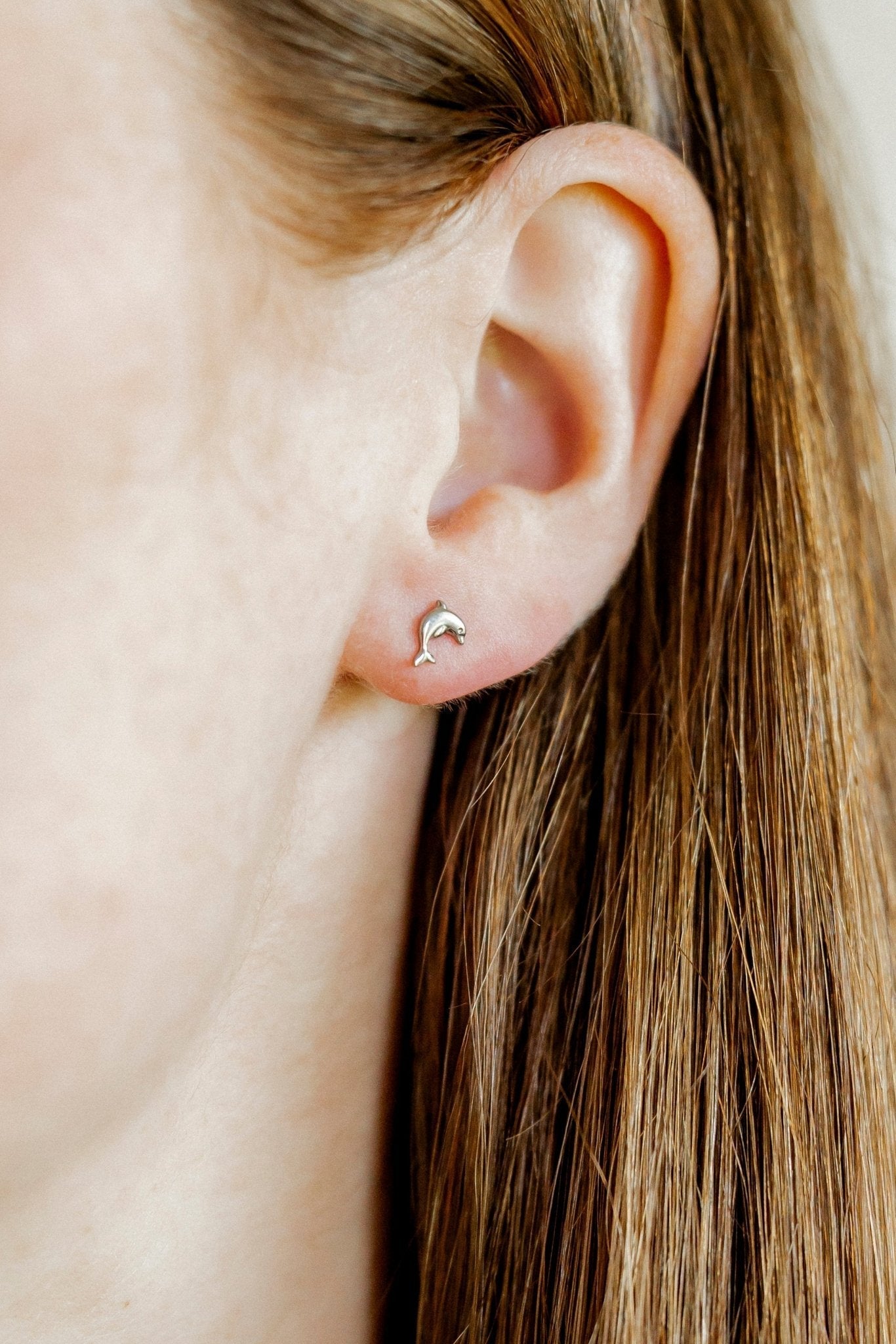 Screwback Stud Earrings - Dolphin Silver - Shop LINNY CO