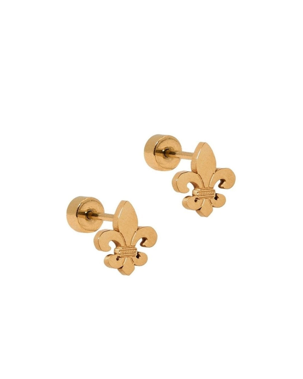 Screwback Stud Earrings - Fleur-de-lis Gold - Shop LINNY CO