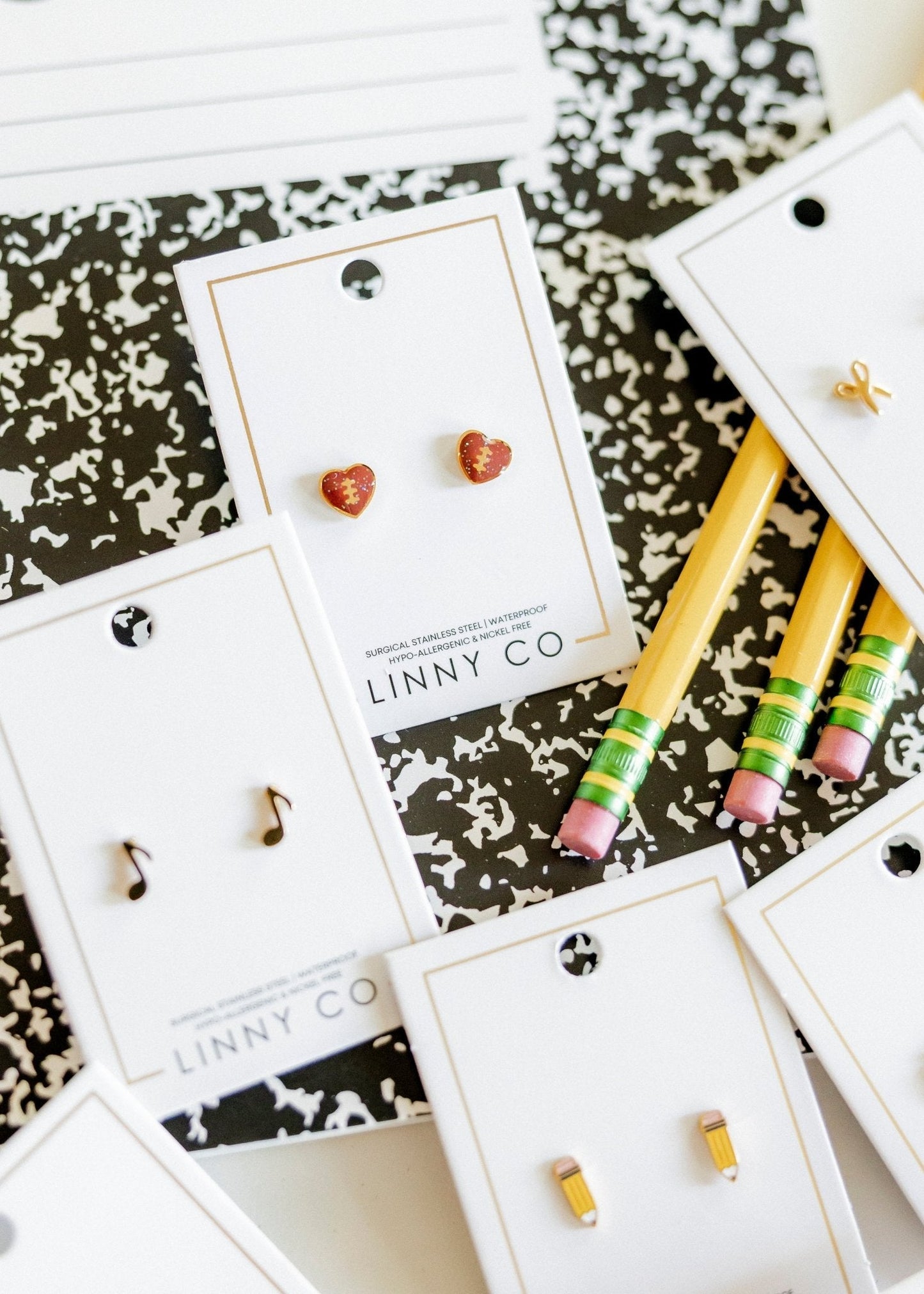 Screwback Stud Earrings - Football Heart - Shop LINNY CO