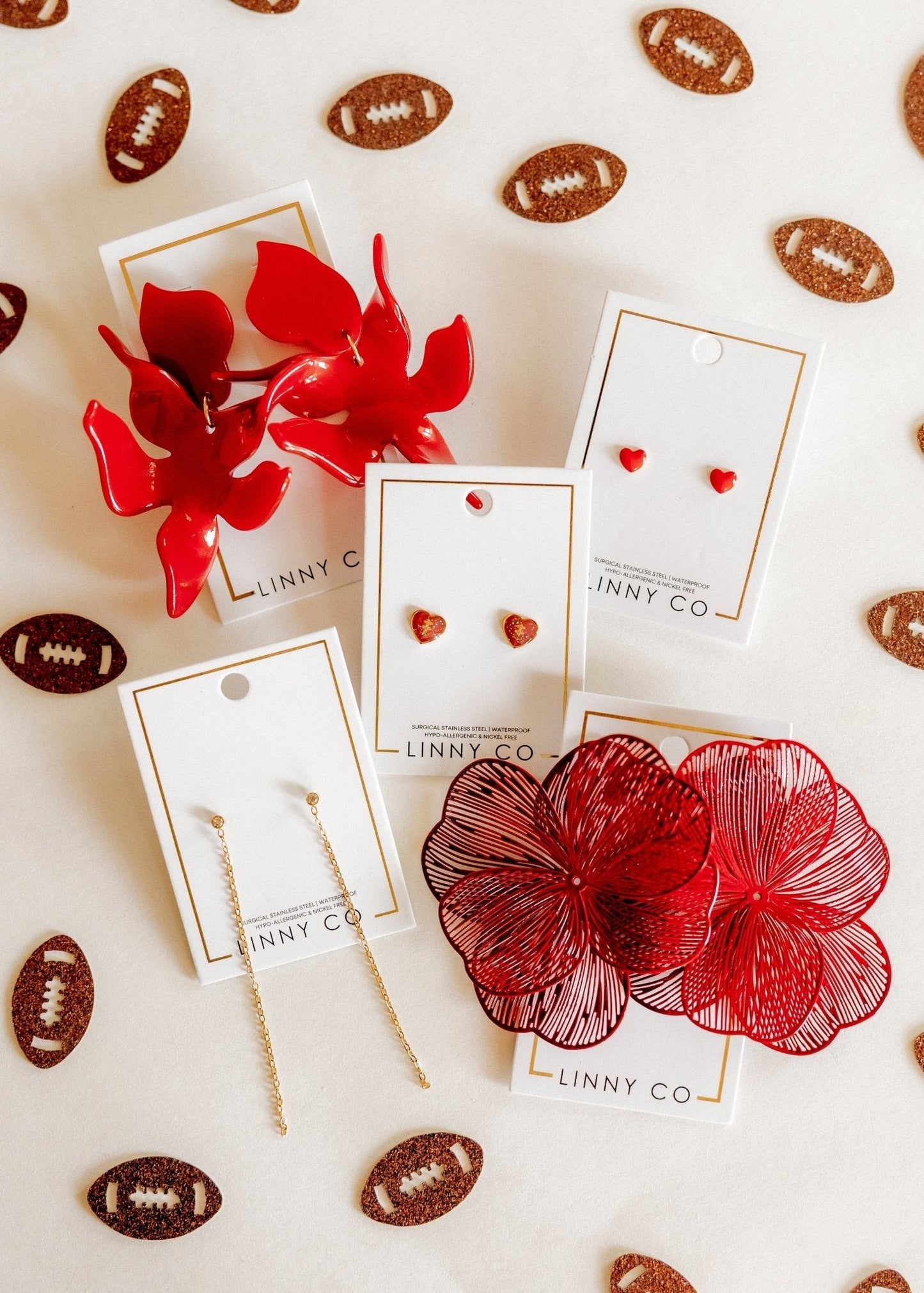 Screwback Stud Earrings - Football Heart - Shop LINNY CO