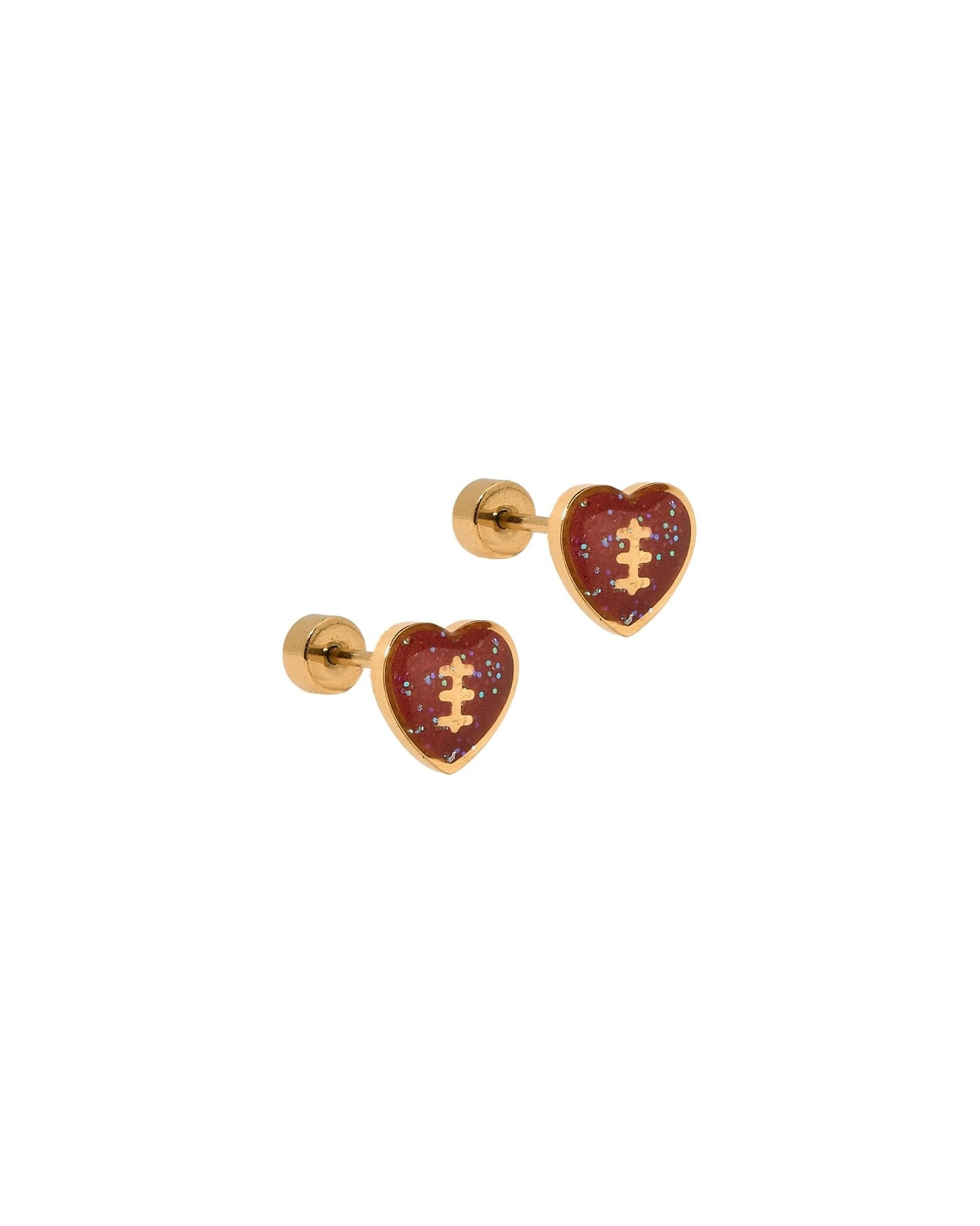 Screwback Stud Earrings - Football Heart - Shop LINNY CO