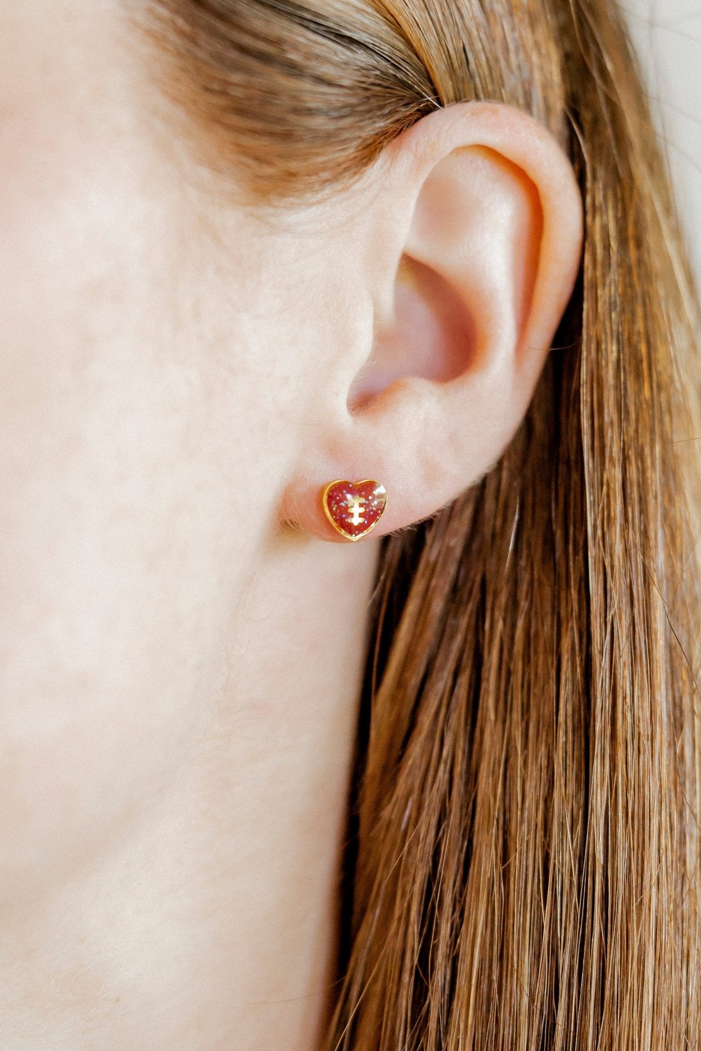 Screwback Stud Earrings - Football Heart - Shop LINNY CO