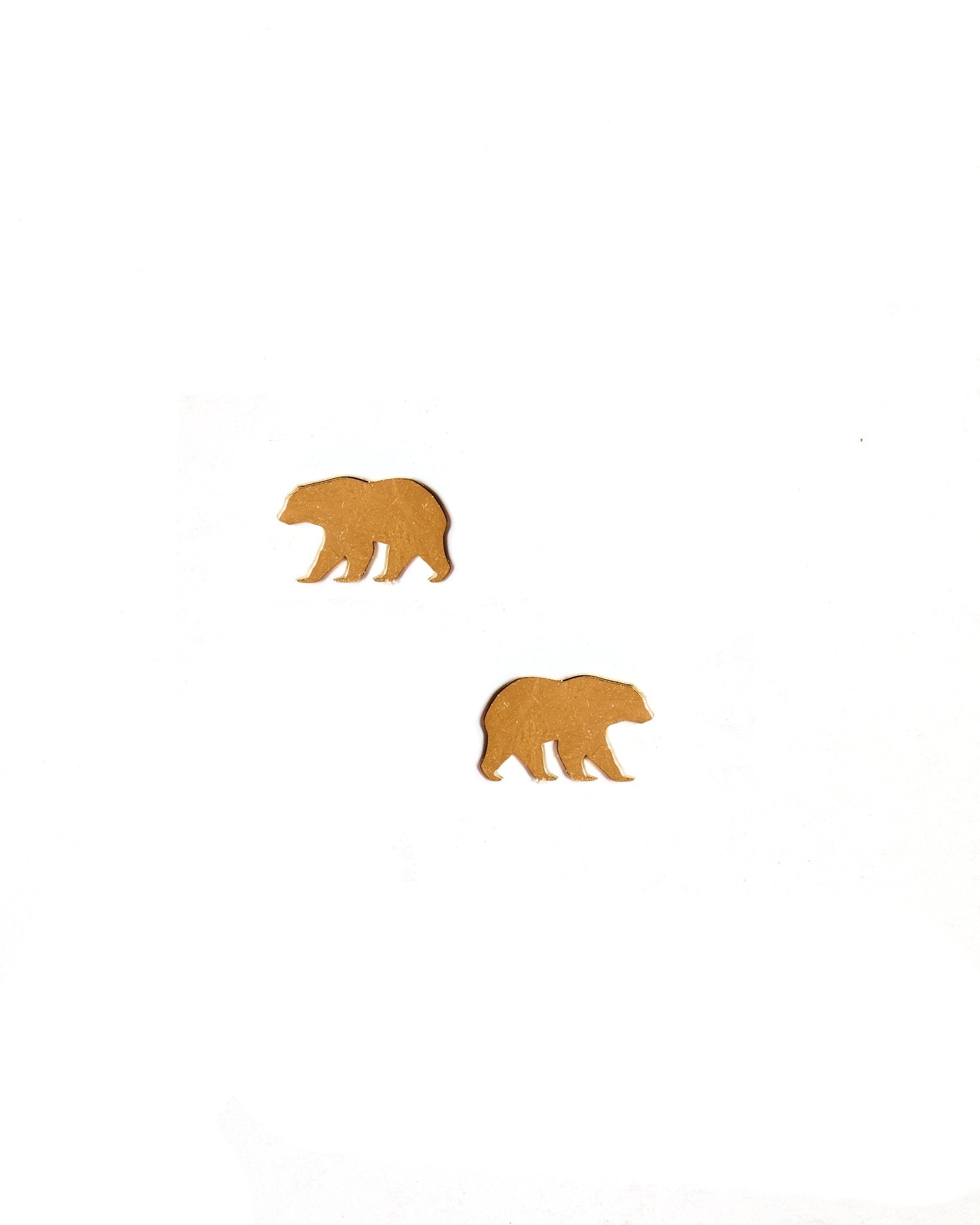 Screwback Stud Earrings - Grizzly Bear - Gold - Shop LINNY CO