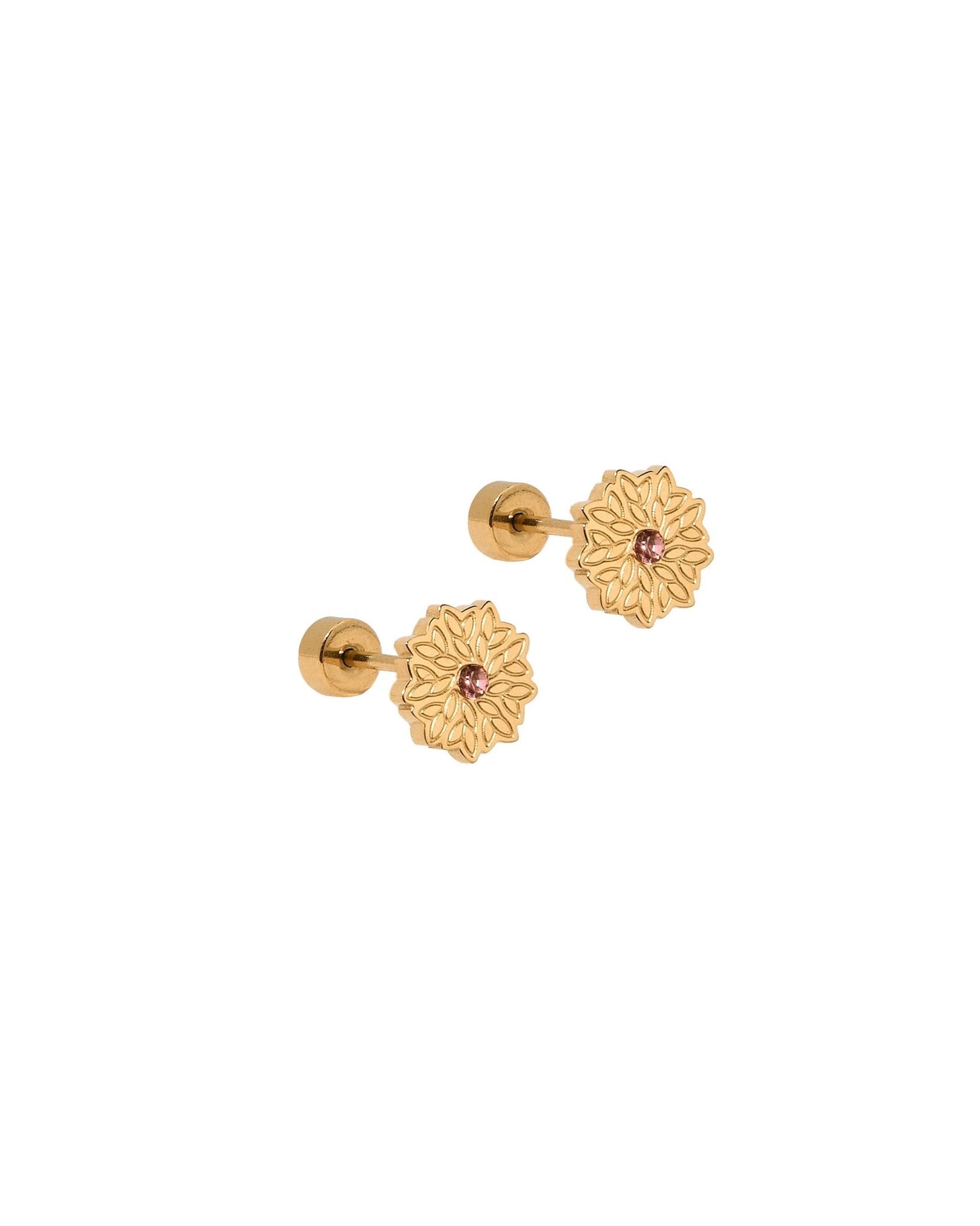 Screwback Stud Earrings - Heaven's 27 Pink CZ - Shop LINNY CO