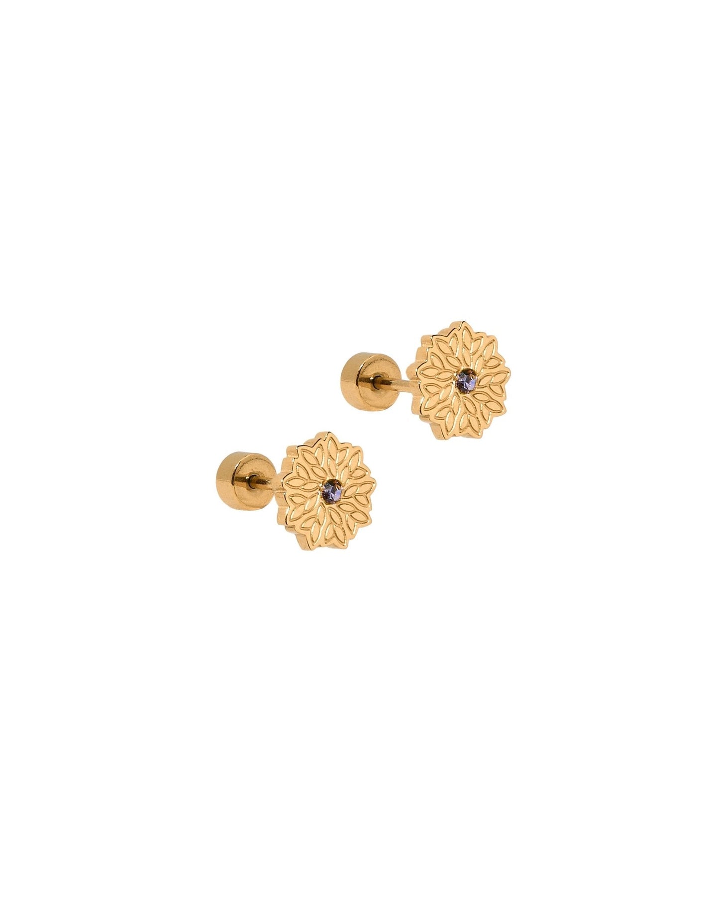Screwback Stud Earrings - Heaven's 27 Purple CZ - Shop LINNY CO