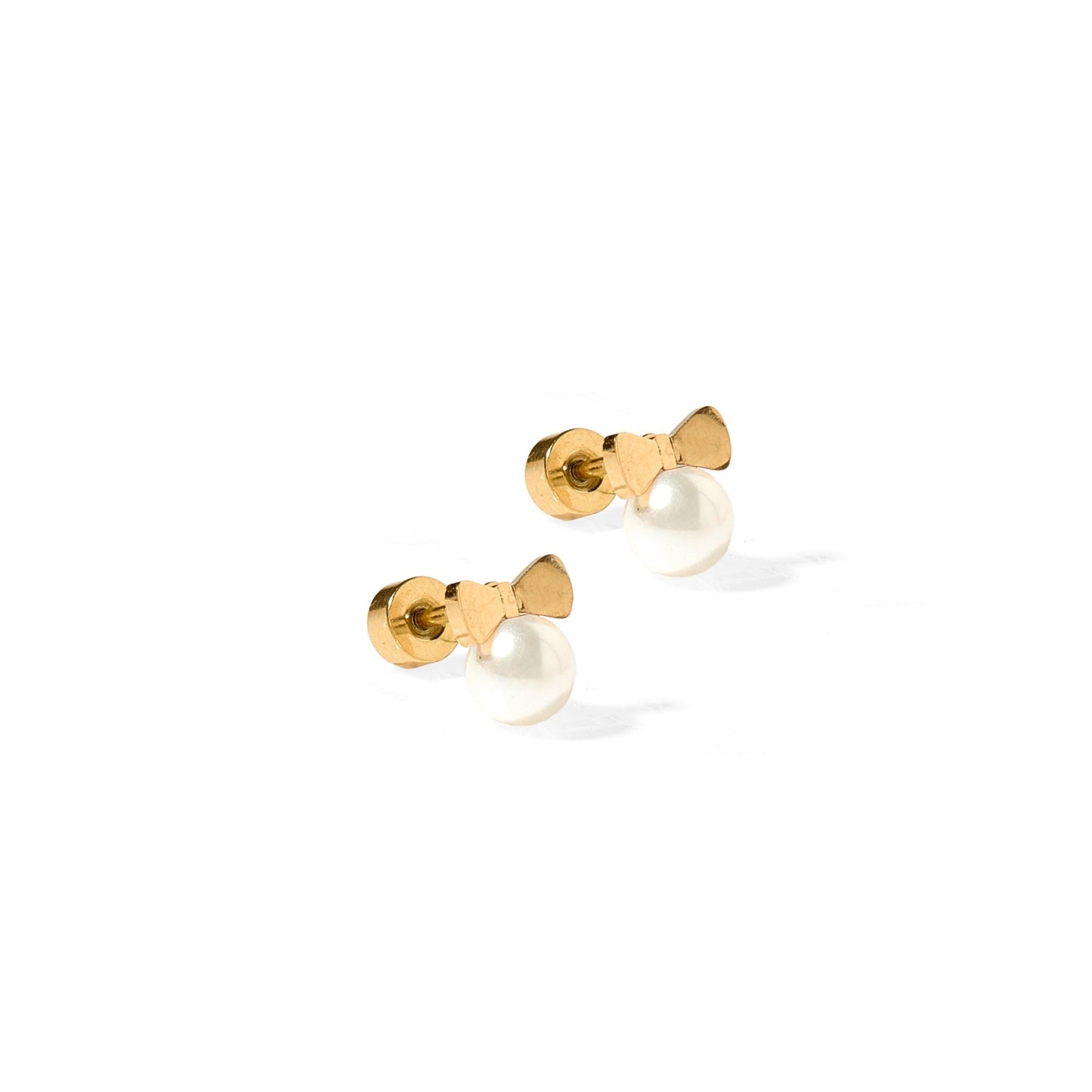 Screwback Stud Earrings - Heidi Pearl Bow - Shop LINNY CO