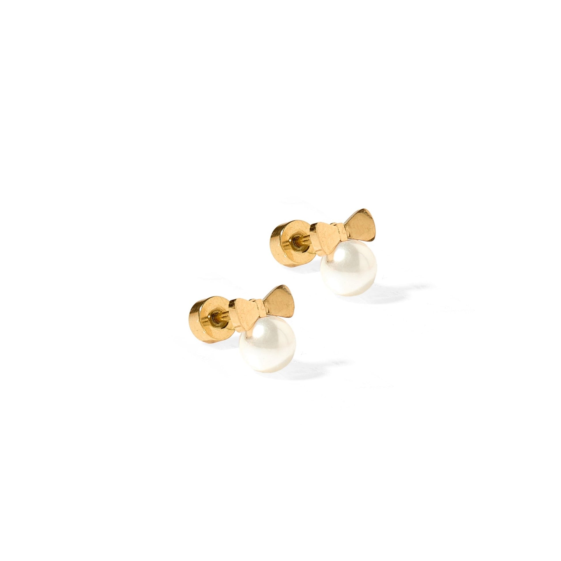 Screwback Stud Earrings - Heidi Pearl Bow - Shop LINNY CO
