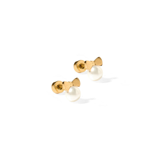 Screwback Stud Earrings - Heidi Pearl Bow - Shop LINNY CO