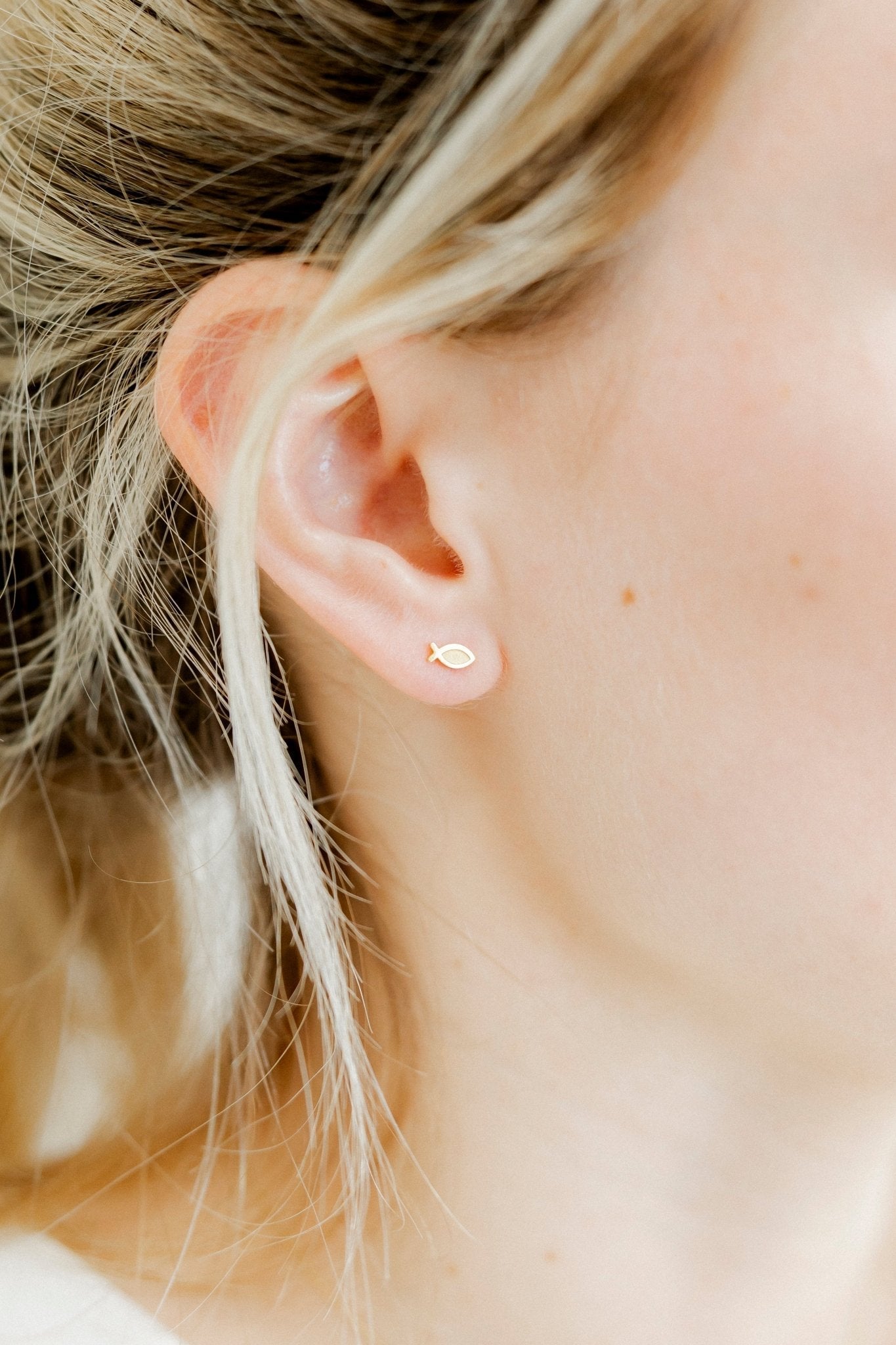 Screwback Stud Earrings - Ichthys Fish Gold - Shop LINNY CO