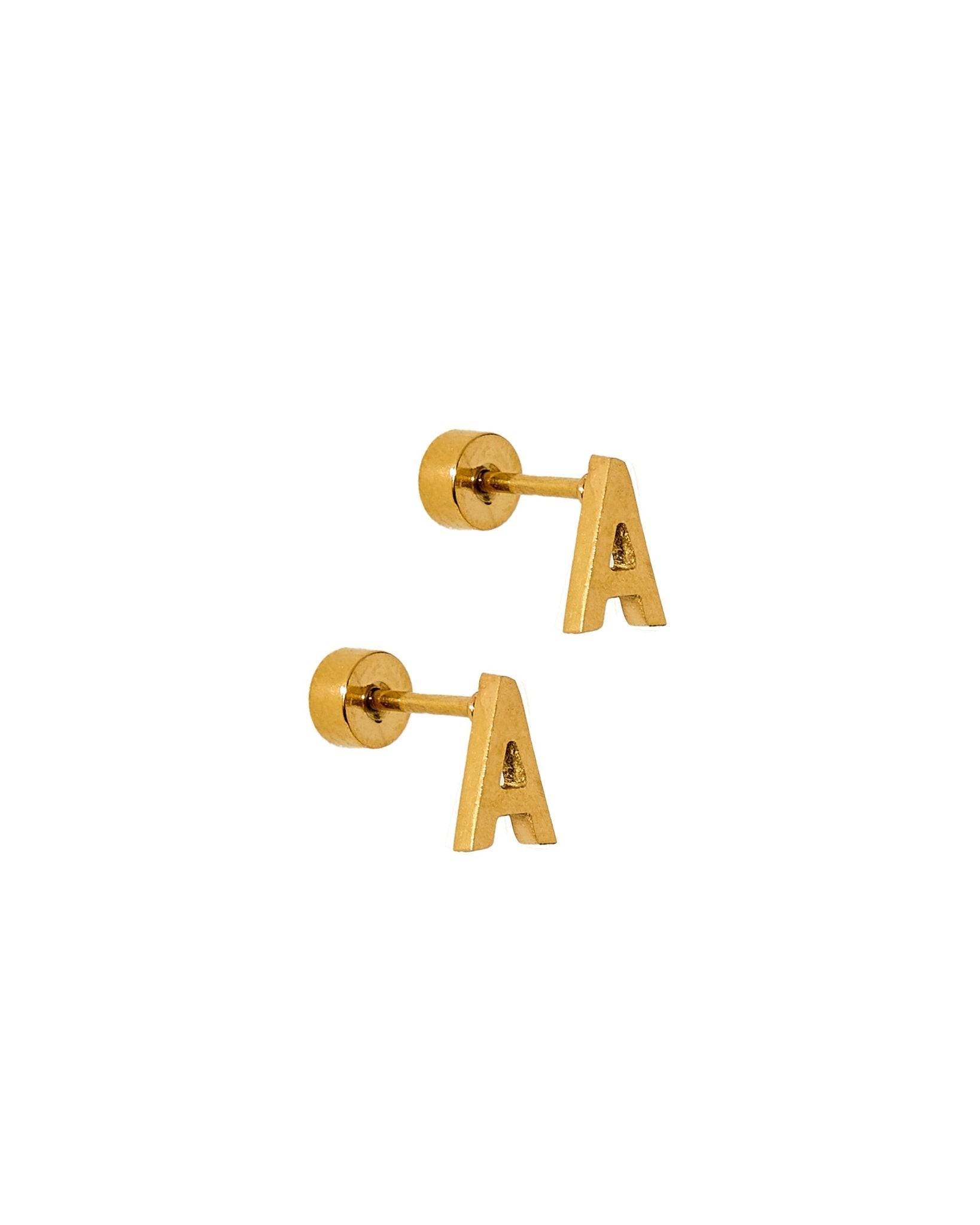 Screwback Stud Earrings - Initial A - Shop LINNY CO