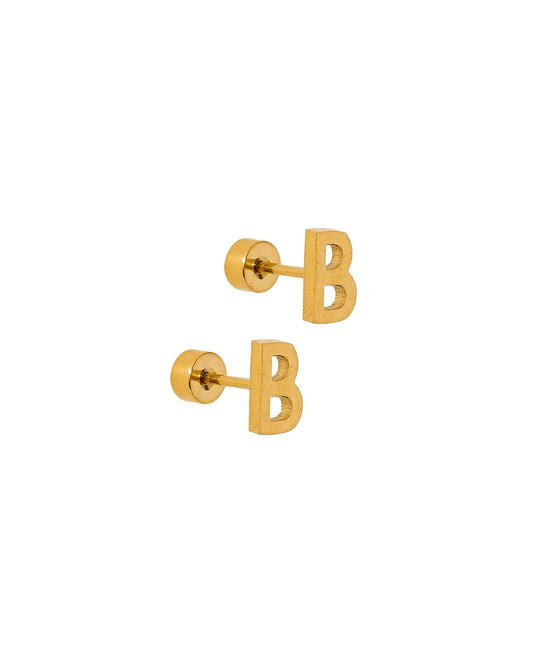 Screwback Stud Earrings - Initial B - Shop LINNY CO