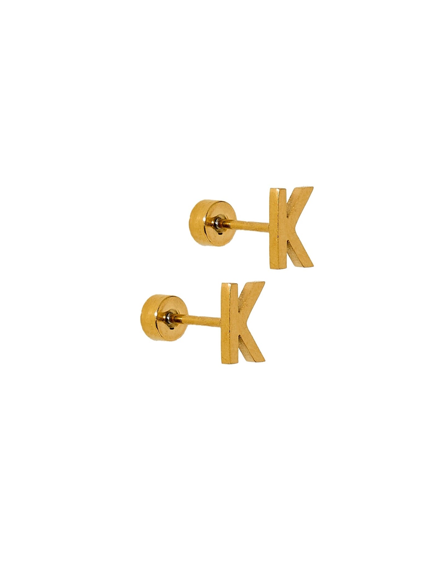 Screwback Stud Earrings - Initial K - Shop LINNY CO