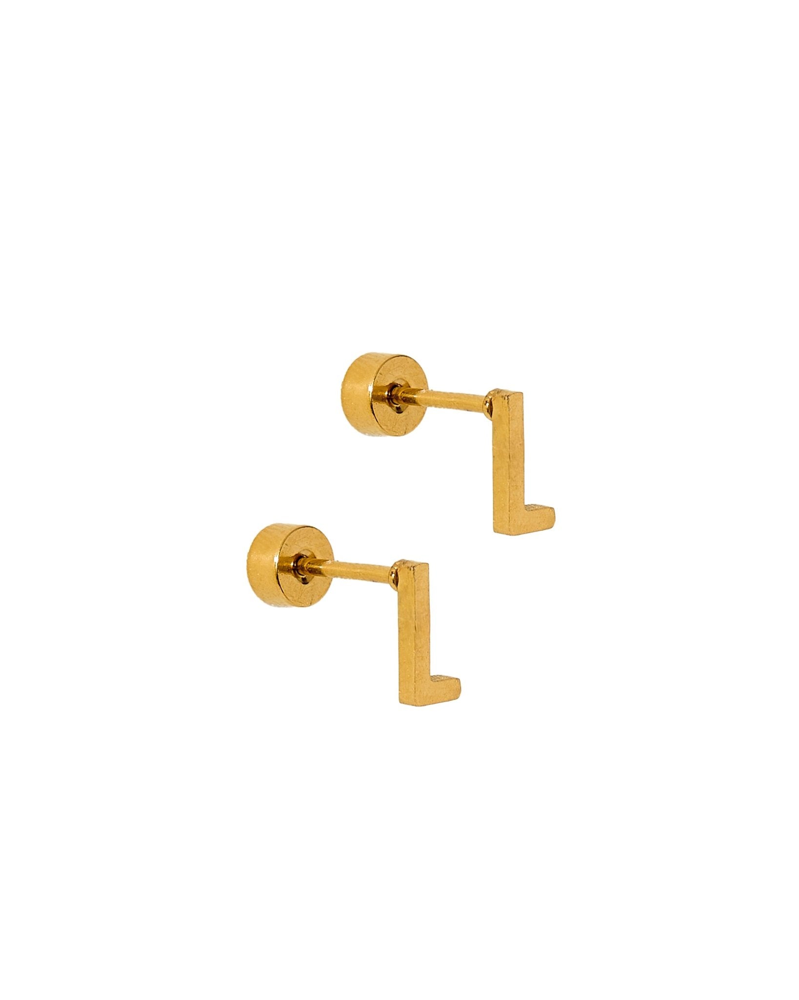Screwback Stud Earrings - Initial L - Shop LINNY CO