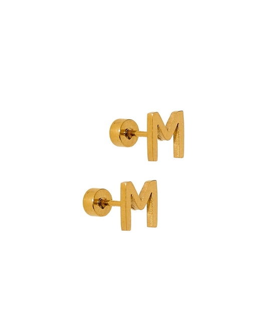 Screwback Stud Earrings - Initial M - Shop LINNY CO
