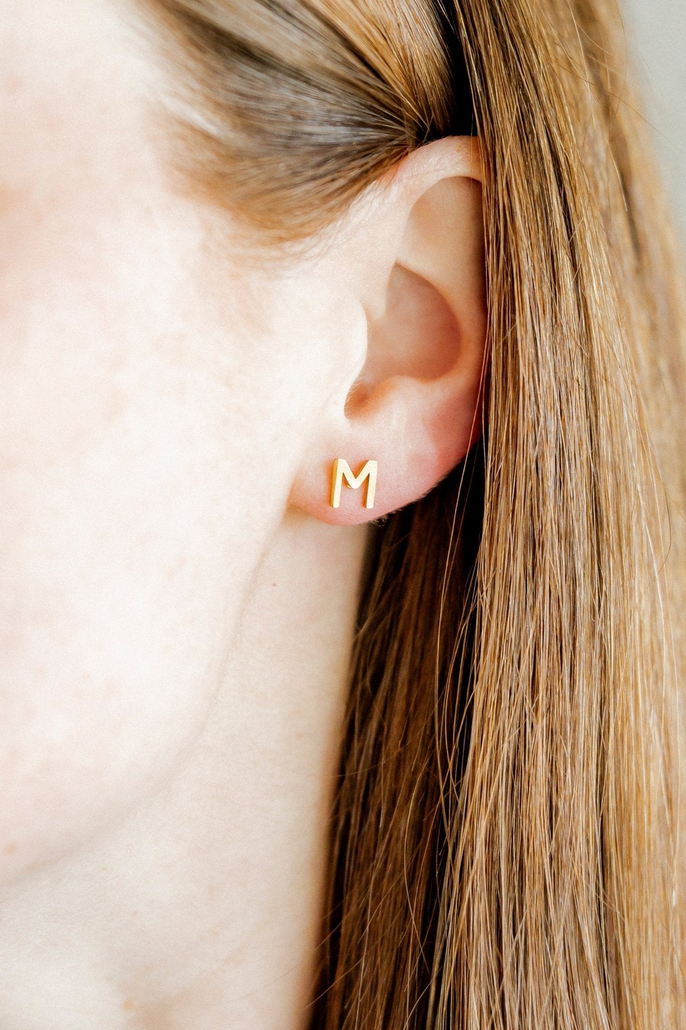 Screwback Stud Earrings - Initial M - Shop LINNY CO