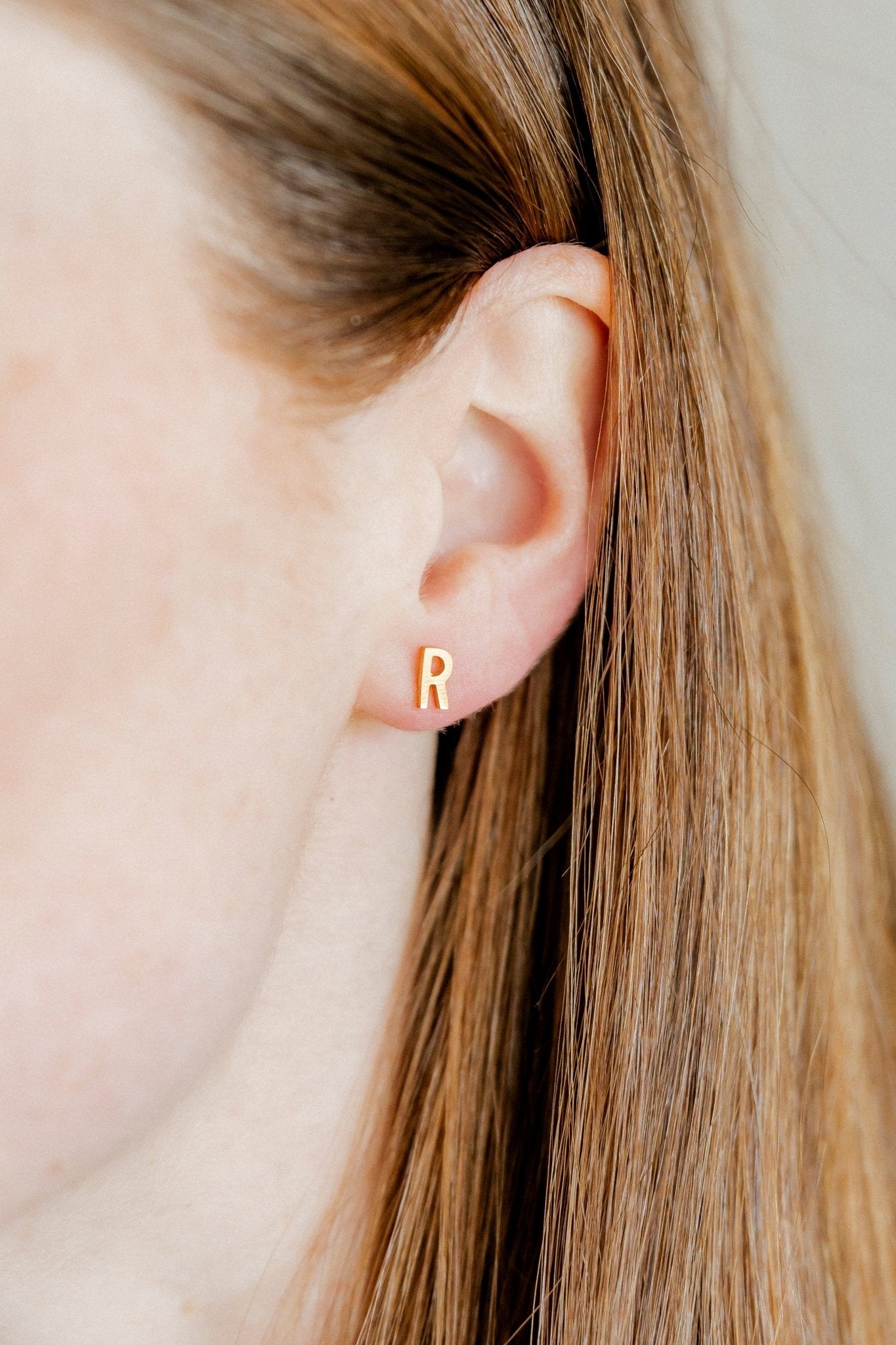 Screwback Stud Earrings - Initial R - Shop LINNY CO