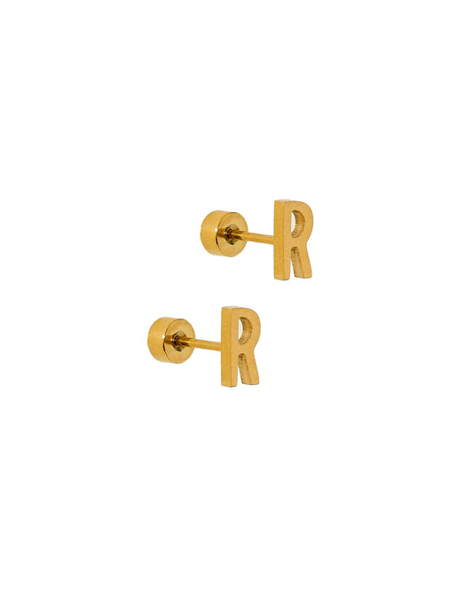 Screwback Stud Earrings - Initial R - Shop LINNY CO
