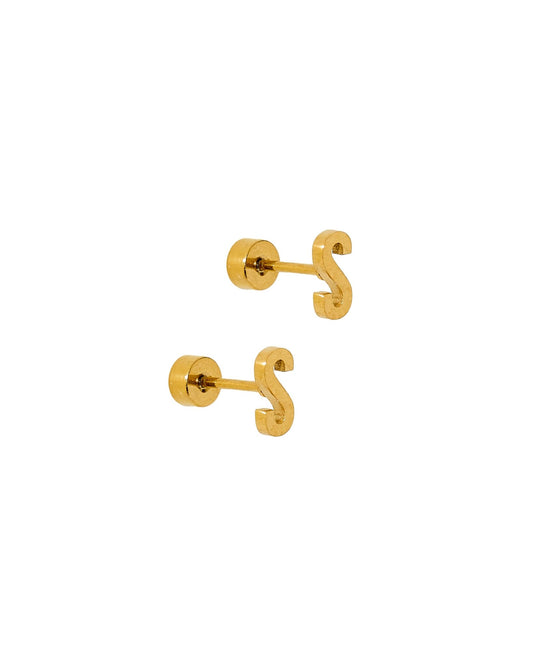 Screwback Stud Earrings - Initial S - Shop LINNY CO