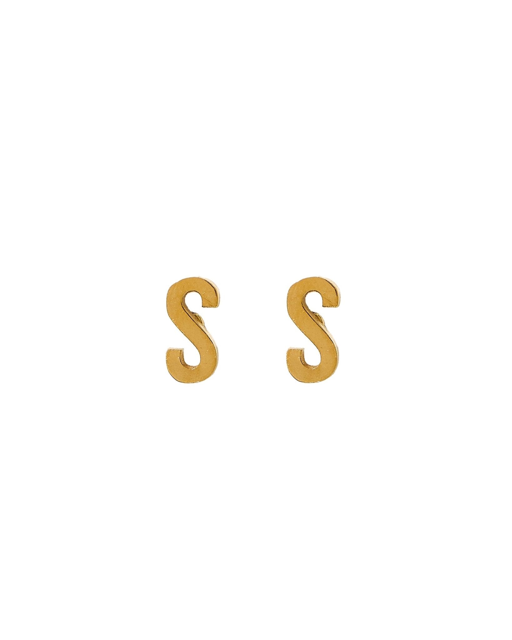 Screwback Stud Earrings - Initial S - Shop LINNY CO