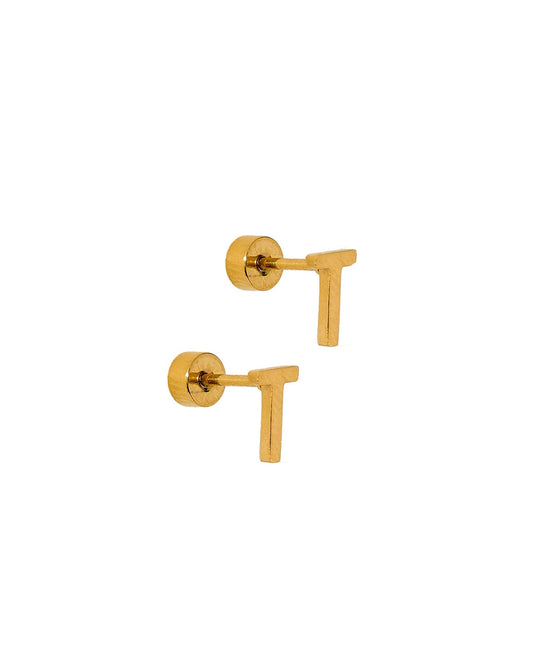 Screwback Stud Earrings - Initial T - Shop LINNY CO