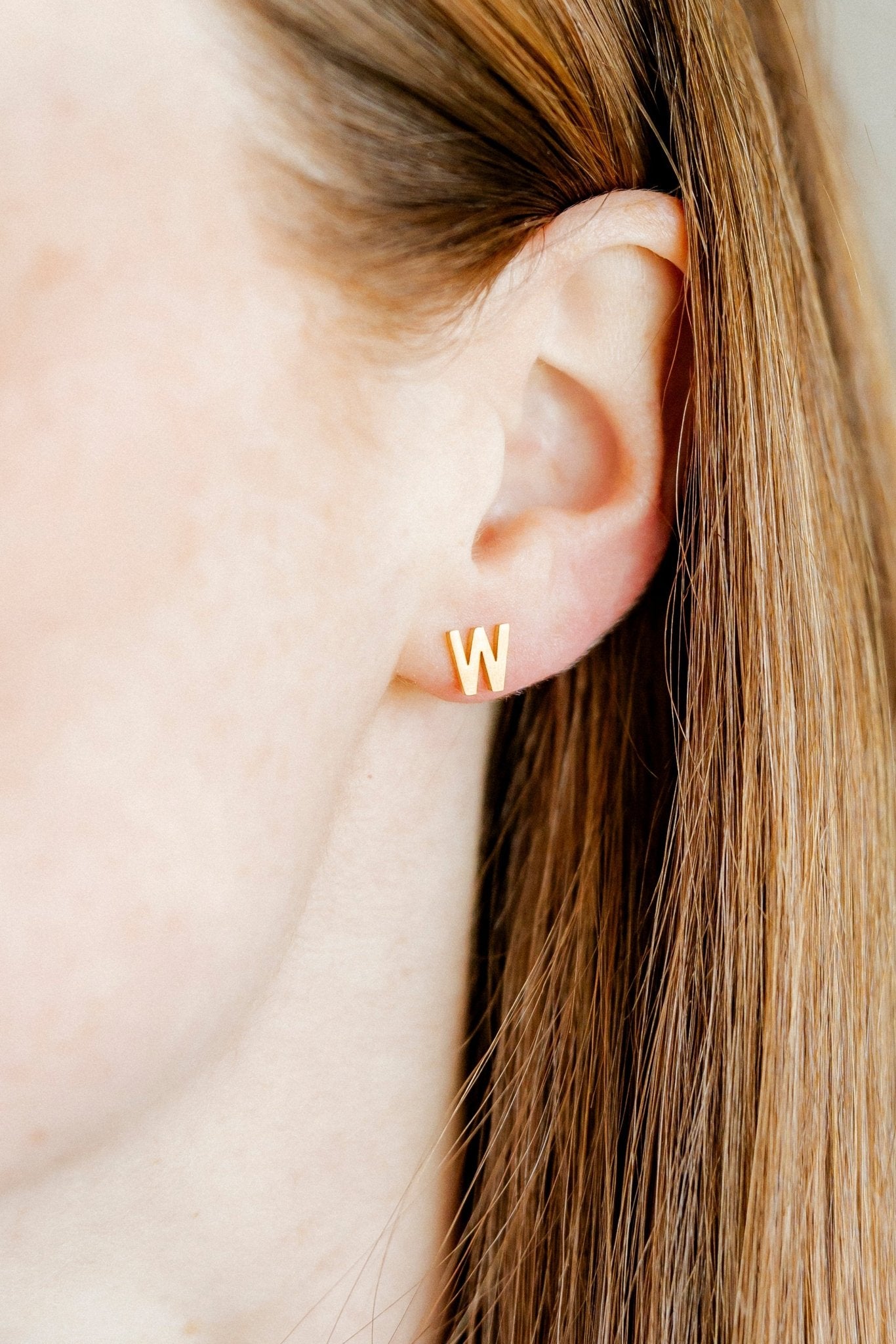 Screwback Stud Earrings - Initial W - Shop LINNY CO