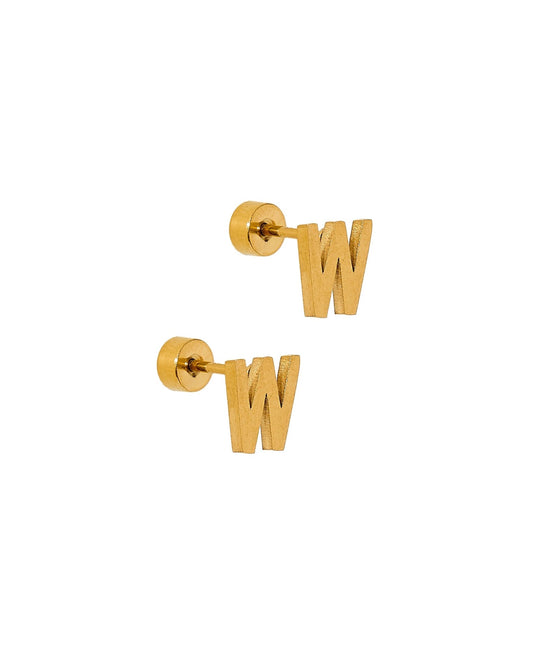 Screwback Stud Earrings - Initial W - Shop LINNY CO