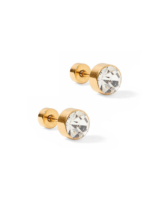 Screwback Stud Earrings - Juliet Clear 8mm - Shop LINNY CO