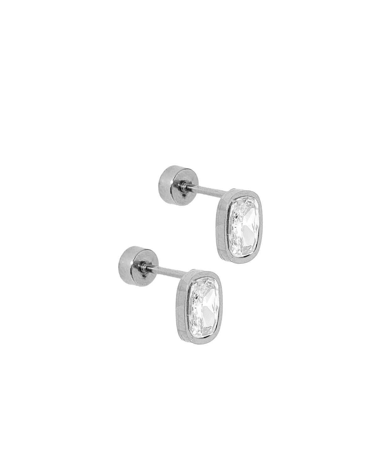 Screwback Stud Earrings - Kay Clear Silver - Shop LINNY CO