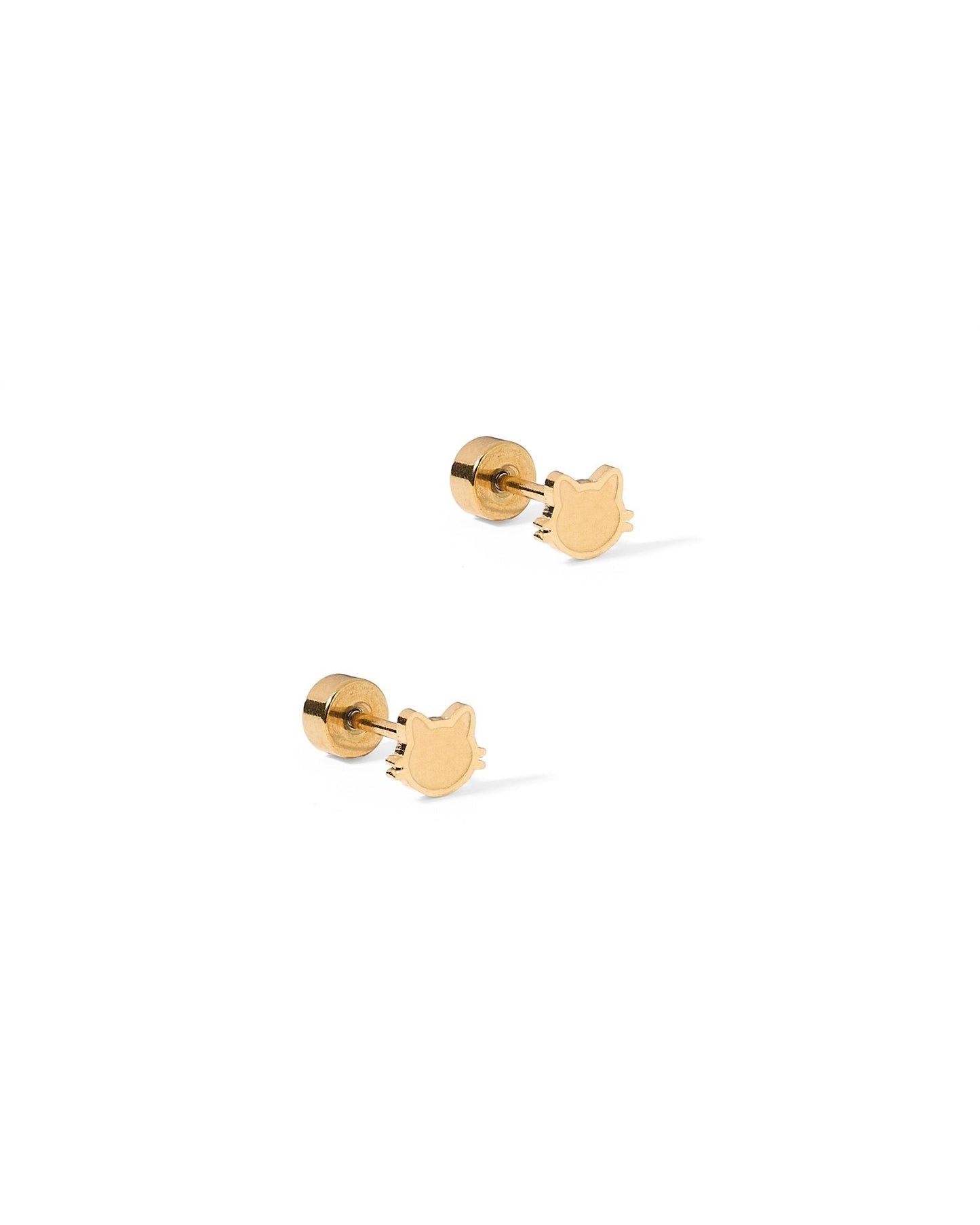 Screwback Stud Earrings - Kitty Cat Gold - Shop LINNY CO