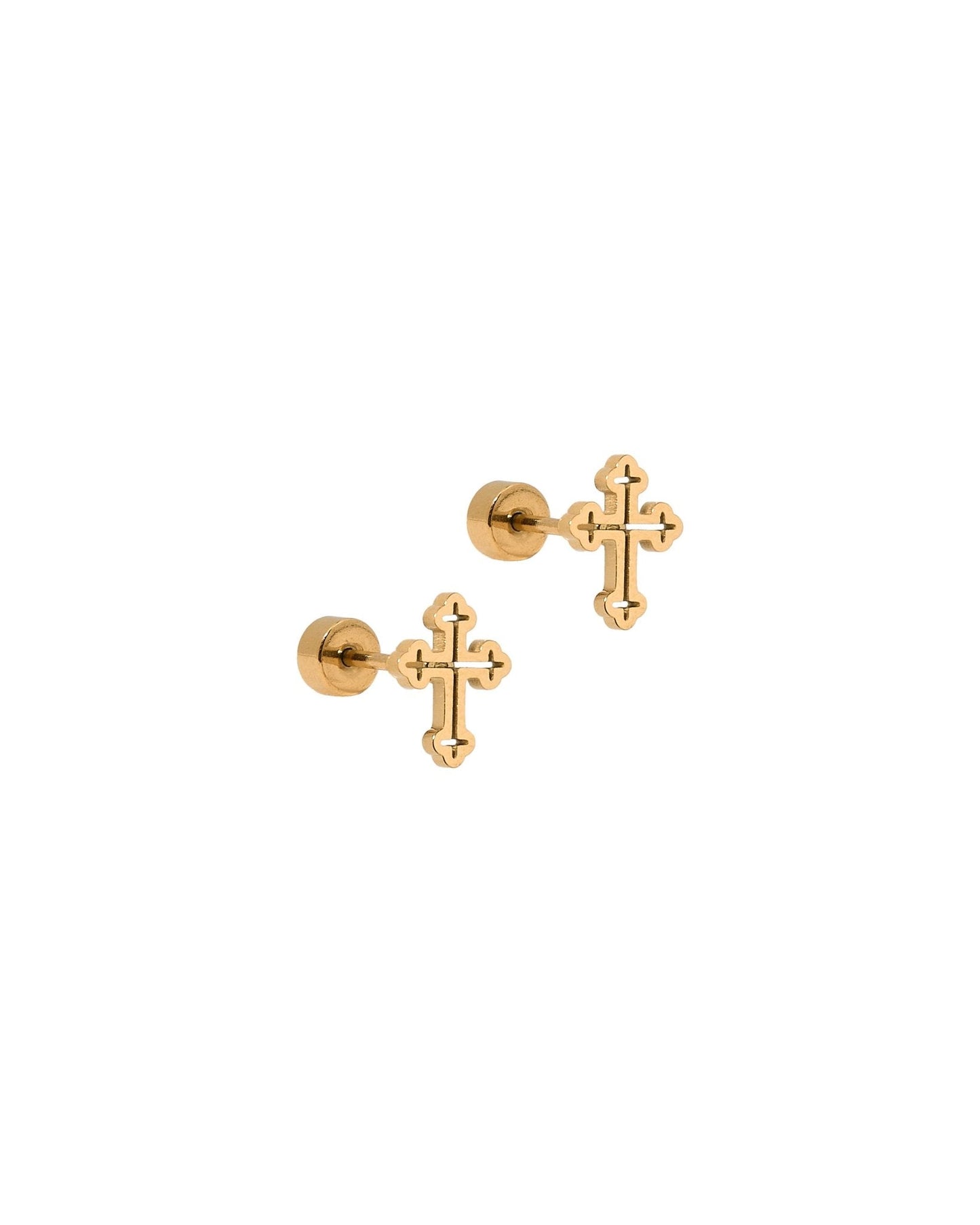 Screwback Stud Earrings - Latin Cross Gold - Shop LINNY CO