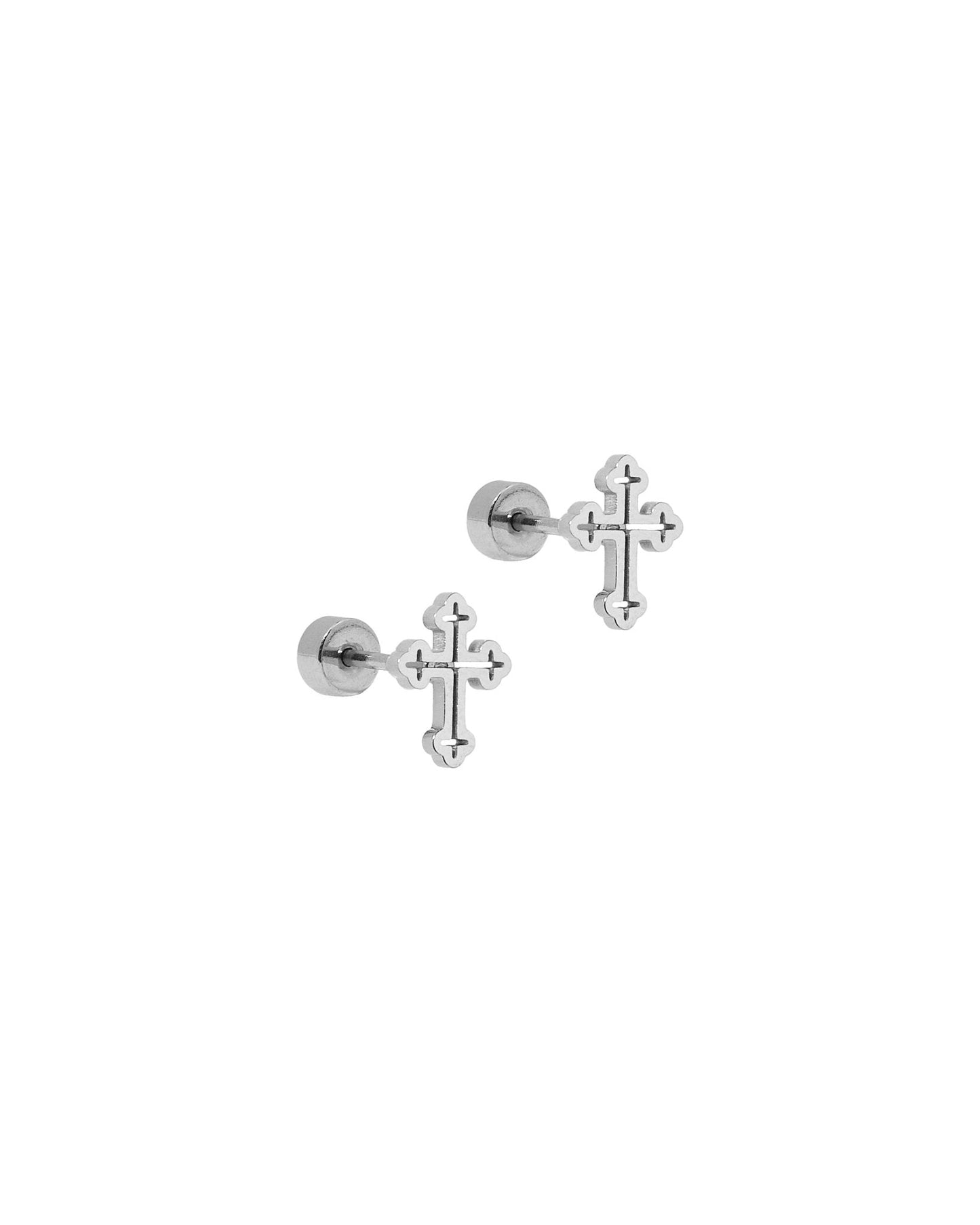 Screwback Stud Earrings - Latin Cross Silver - Shop LINNY CO