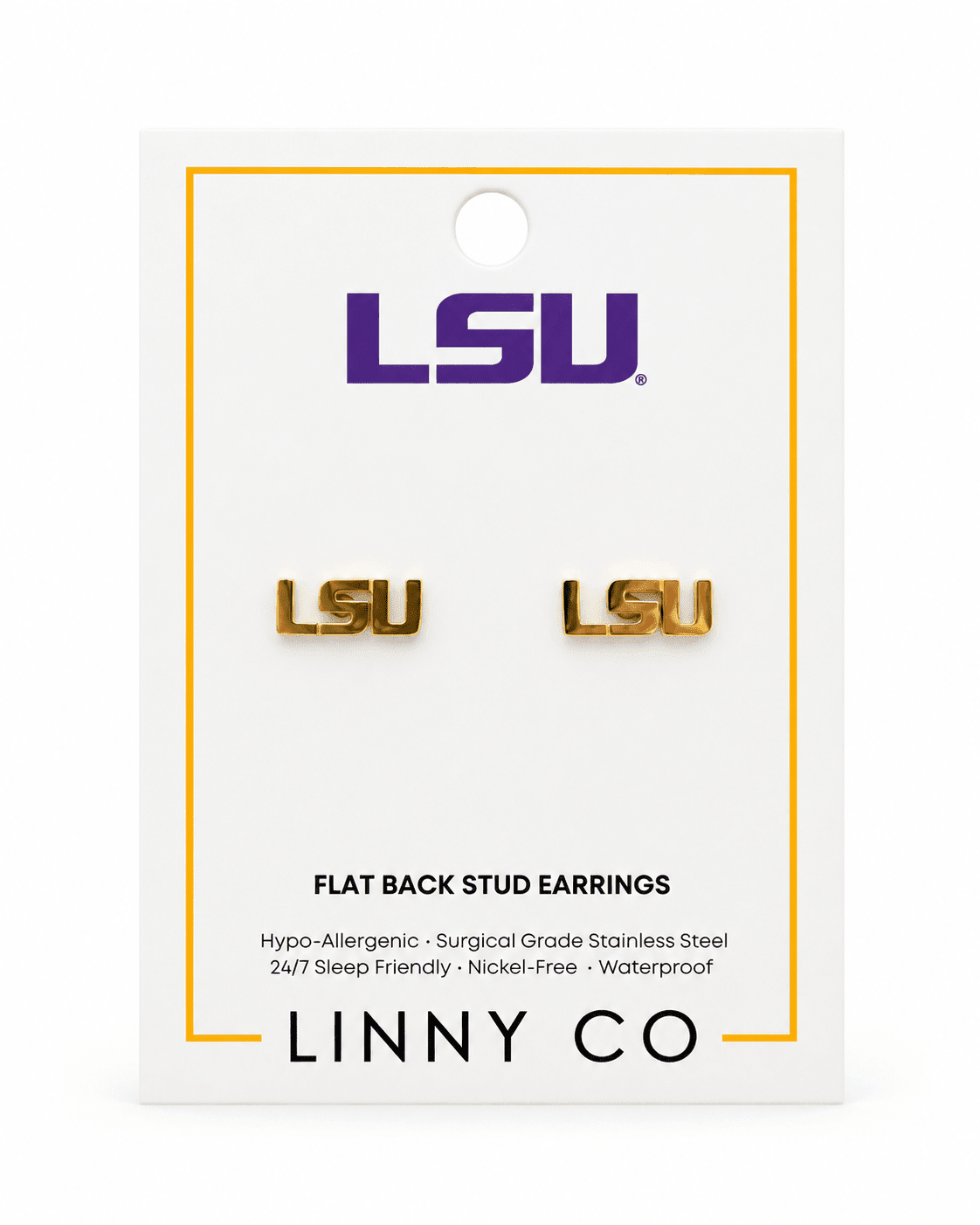 Screwback Stud Earrings - LSU Logo Gold - Shop LINNY CO