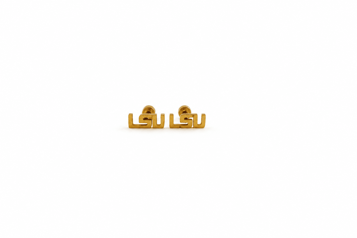 Screwback Stud Earrings - LSU Logo Gold - Shop LINNY CO
