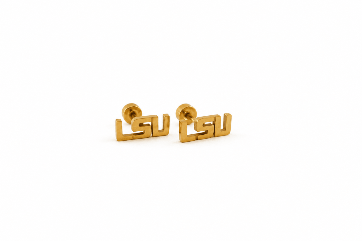 Screwback Stud Earrings - LSU Logo Gold - Shop LINNY CO