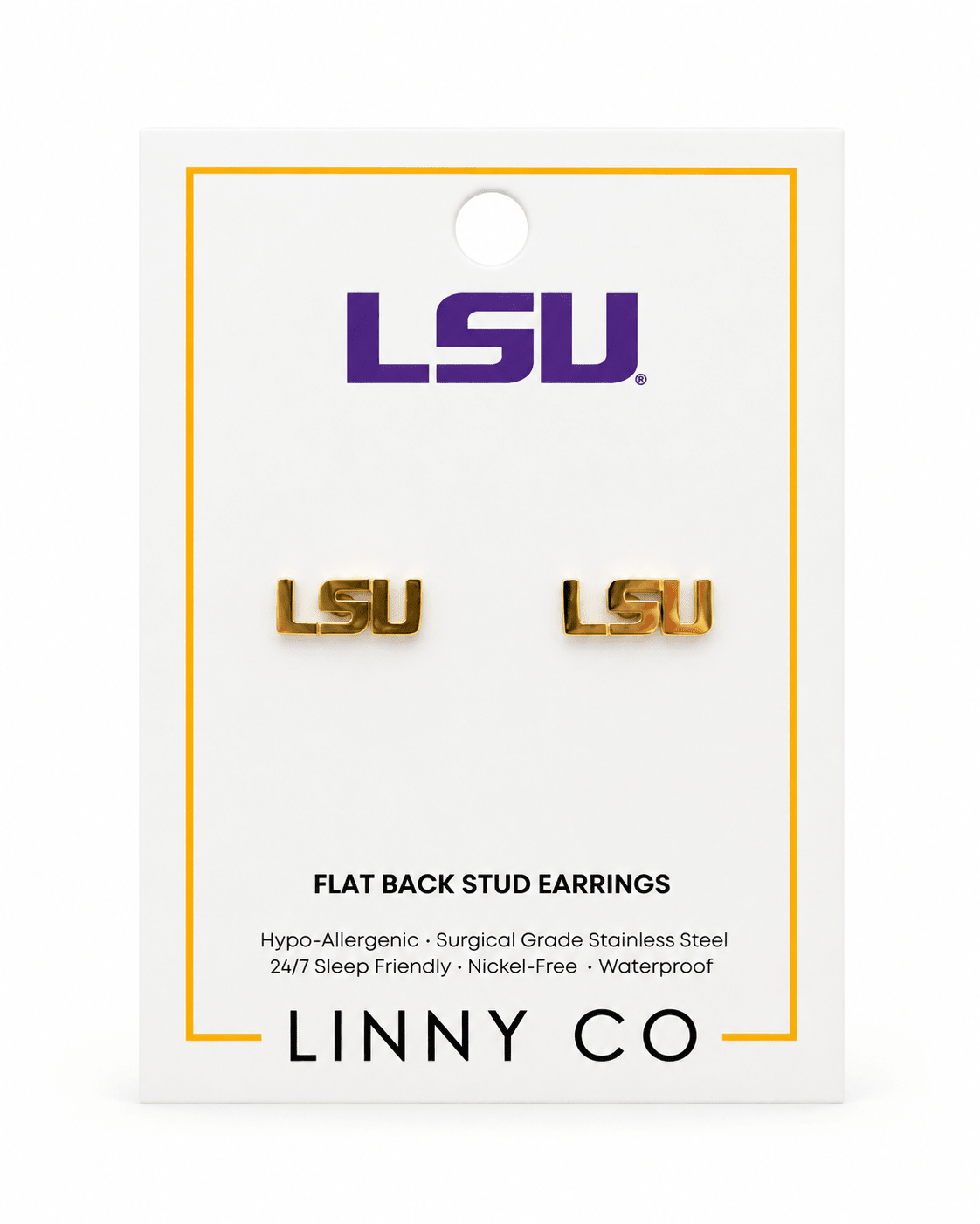 Screwback Stud Earrings - LSU Logo Gold - Shop LINNY CO