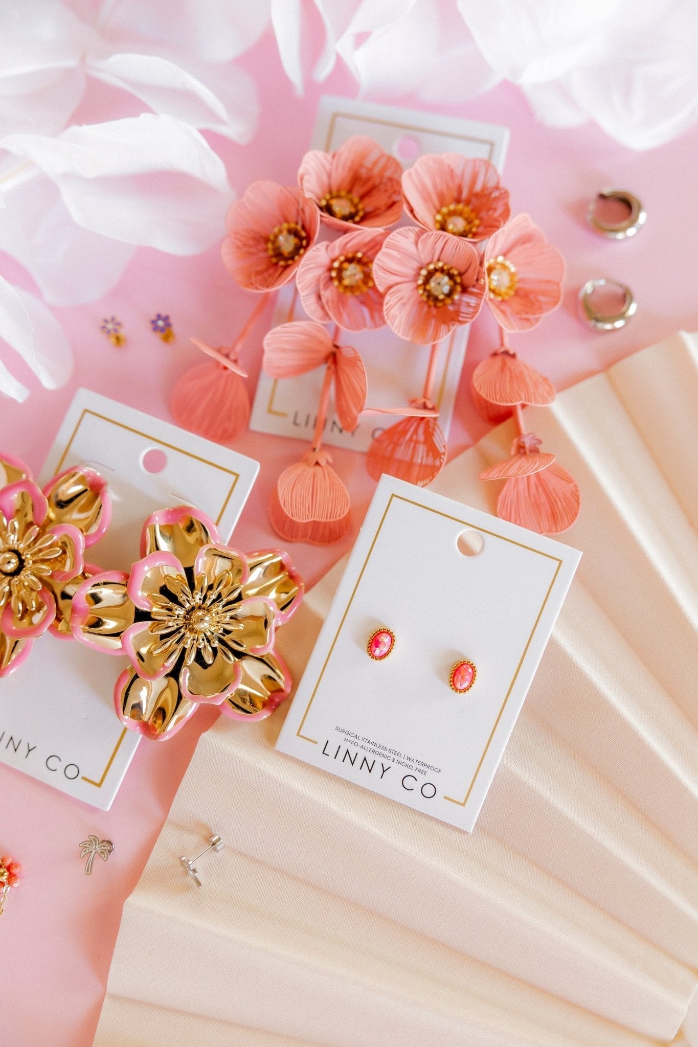 Screwback Stud Earrings - Luna Opal Hot Pink - Shop LINNY CO