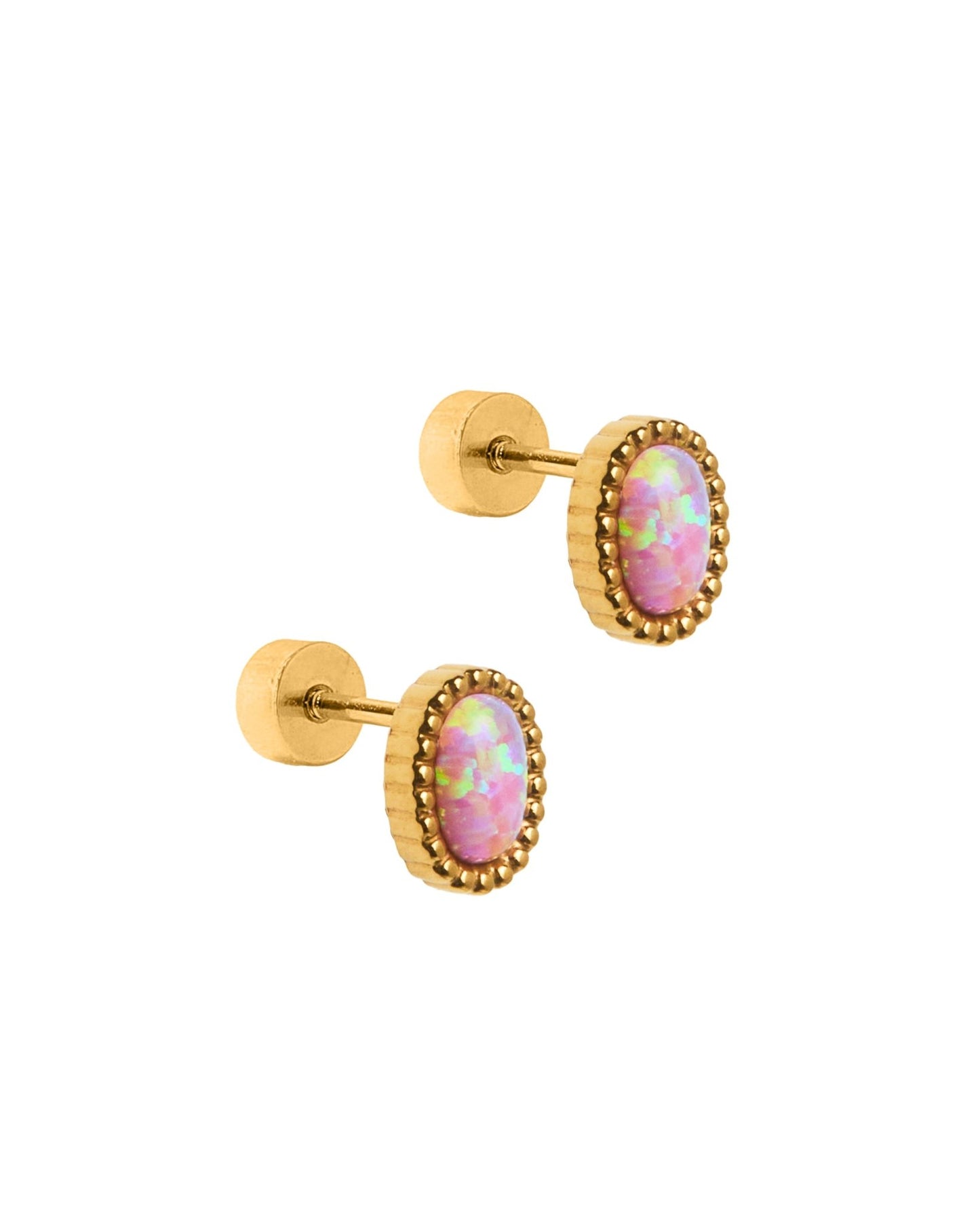 Screwback Stud Earrings - Luna Opal Light Pink - Shop LINNY CO
