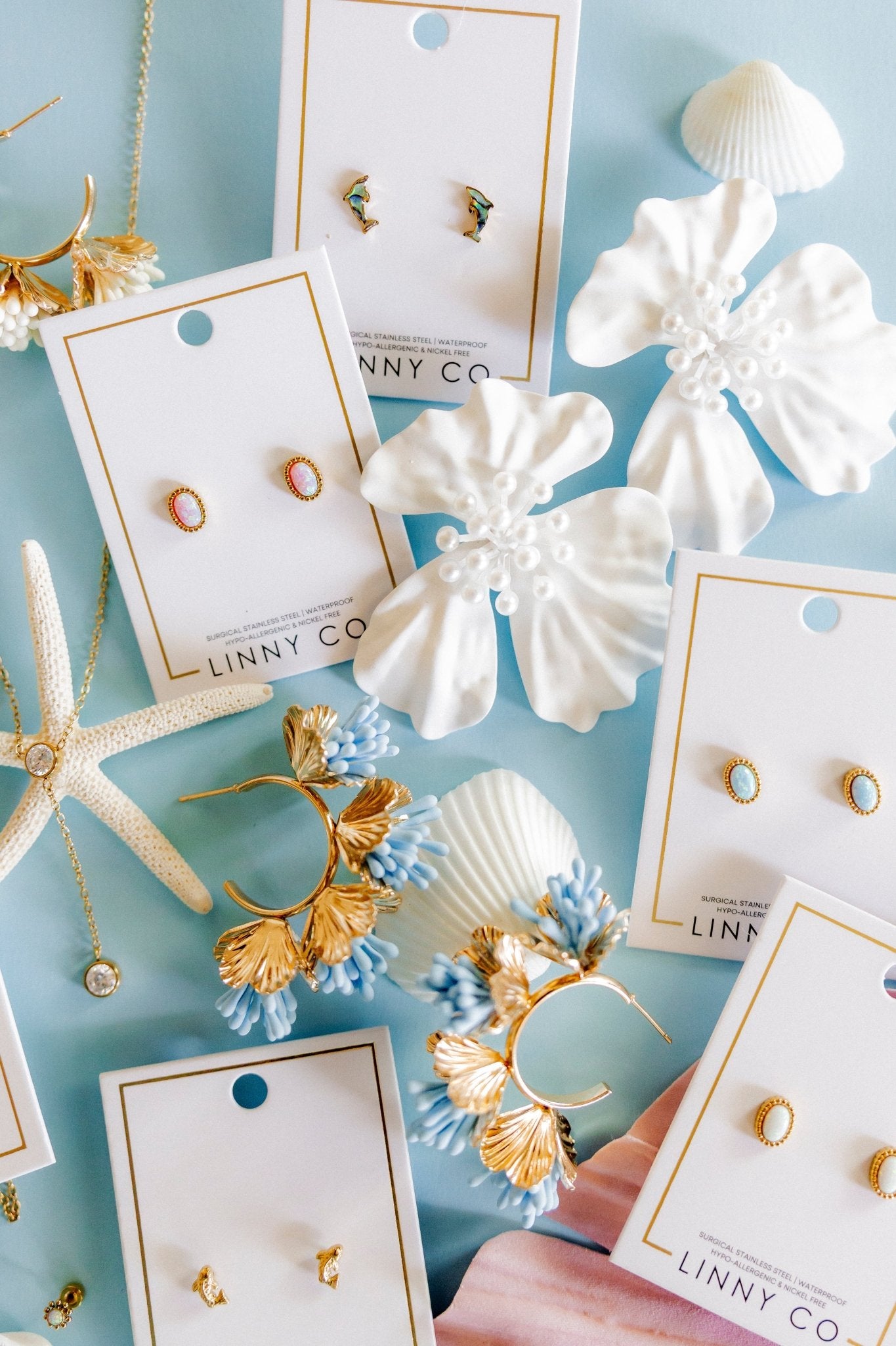 Screwback Stud Earrings - Luna Opal Light Pink - Shop LINNY CO