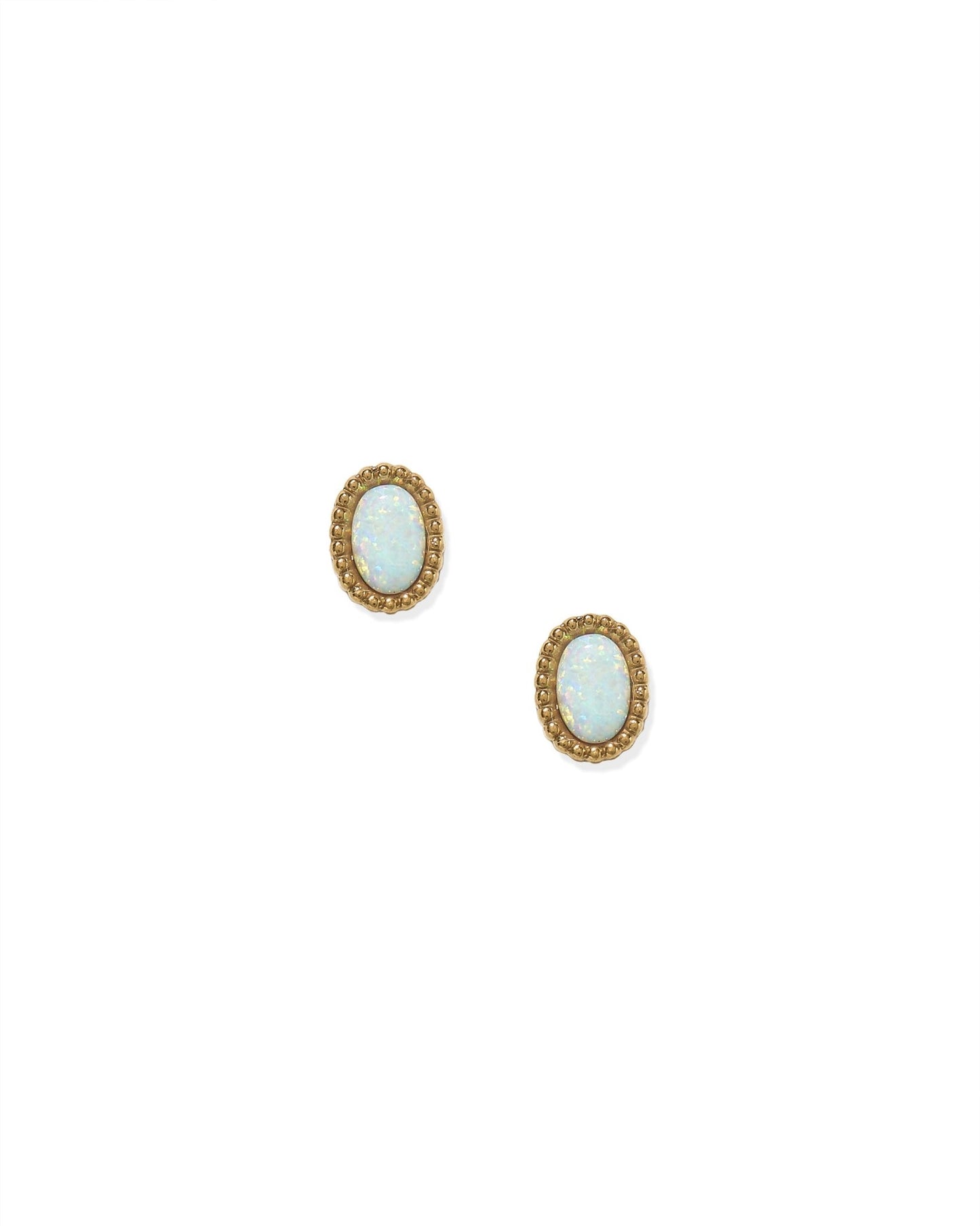 Screwback Stud Earrings - Luna Opal White - Shop LINNY CO