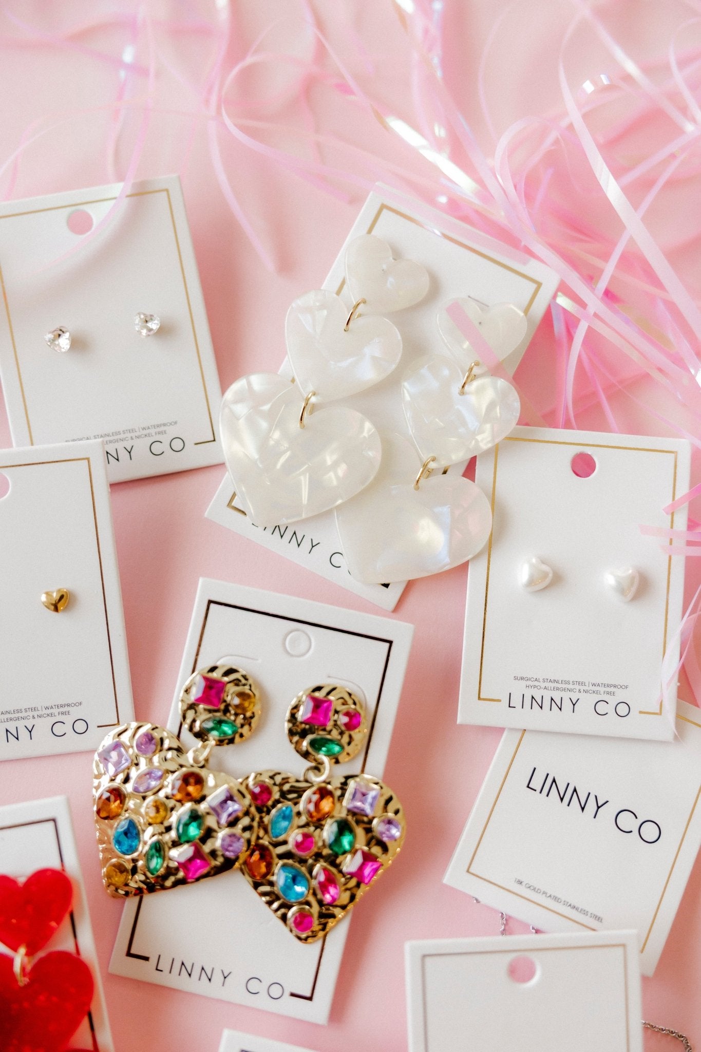 Screwback Stud Earrings Lux - Candy Heart - Clear - Shop LINNY CO