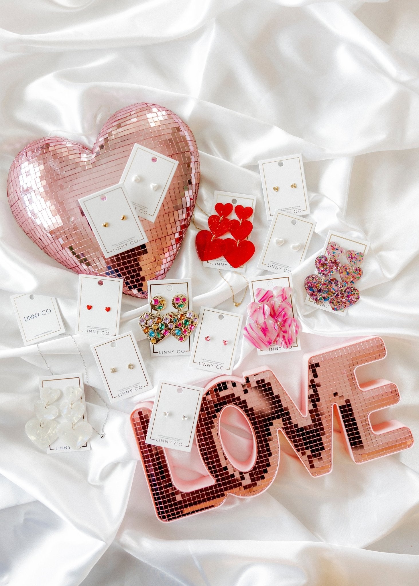 Screwback Stud Earrings Lux - Candy Heart - Clear - Shop LINNY CO