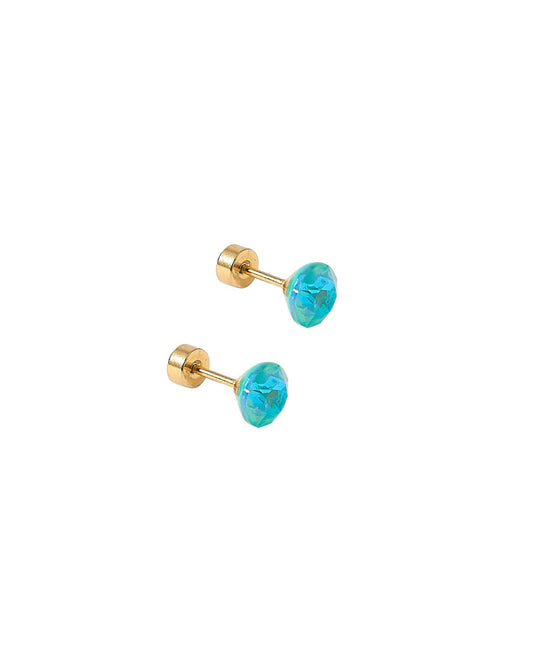 Screwback Stud Earrings Lux - Zuri Teal - Shop LINNY CO