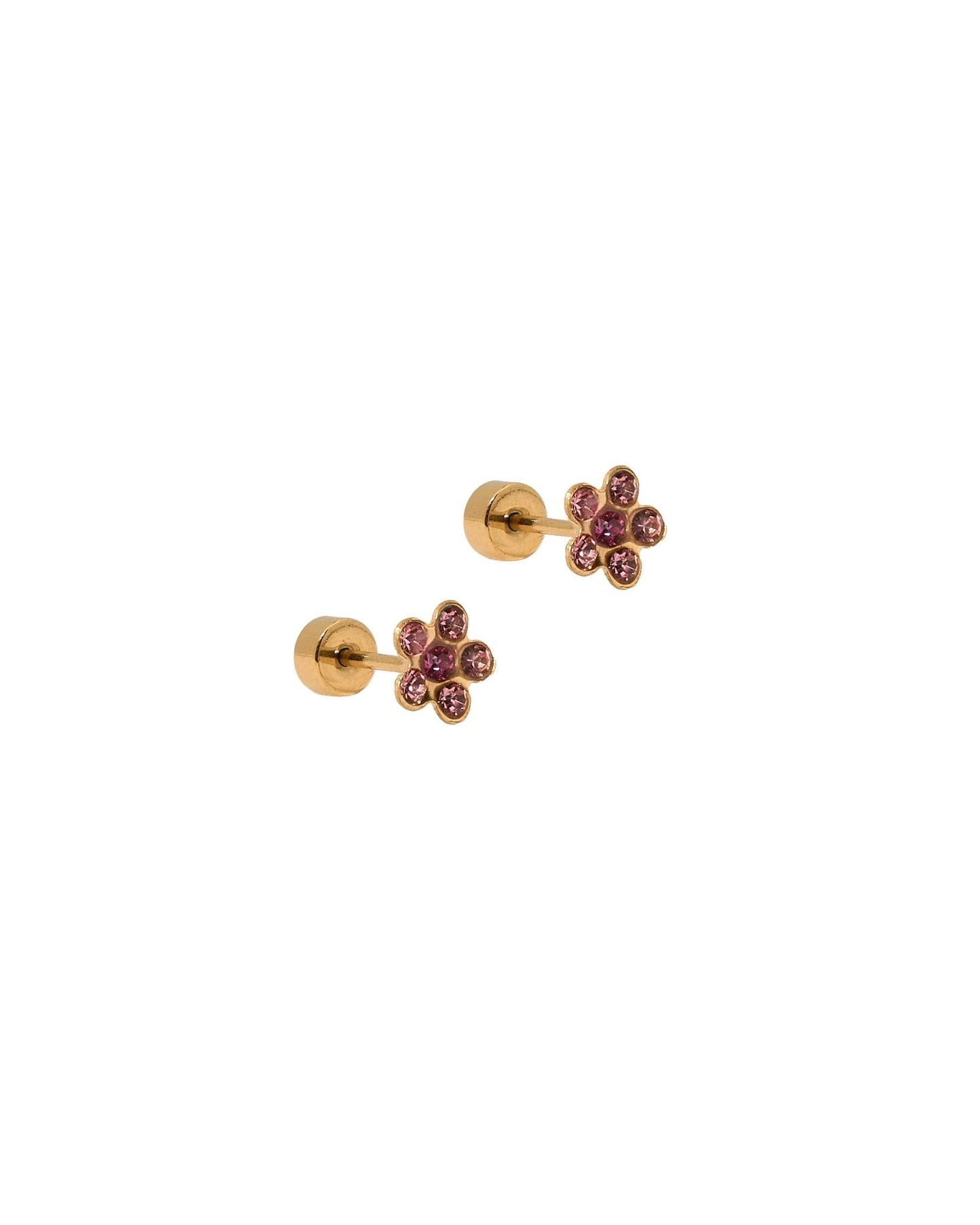 Screwback Stud Earrings - Lyla Flower Pink - Shop LINNY CO