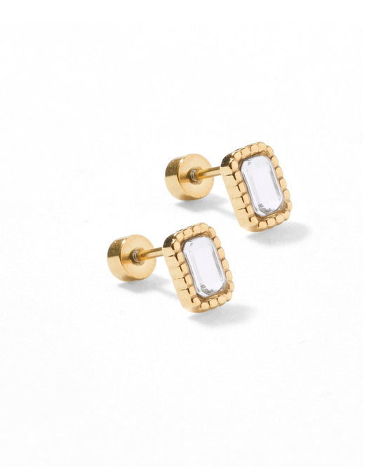 Screwback Stud Earrings - Madison Clear - Shop LINNY CO